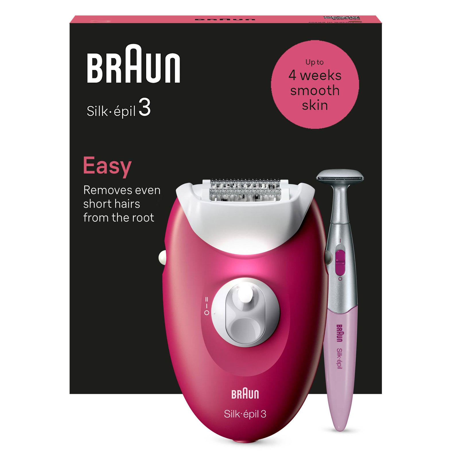 Braun Epilierer Silk-épil 3 3-202 Netzbetrieb Massagerollen-Aufsatz, Smartlight, inkl. Bikinitrimmer