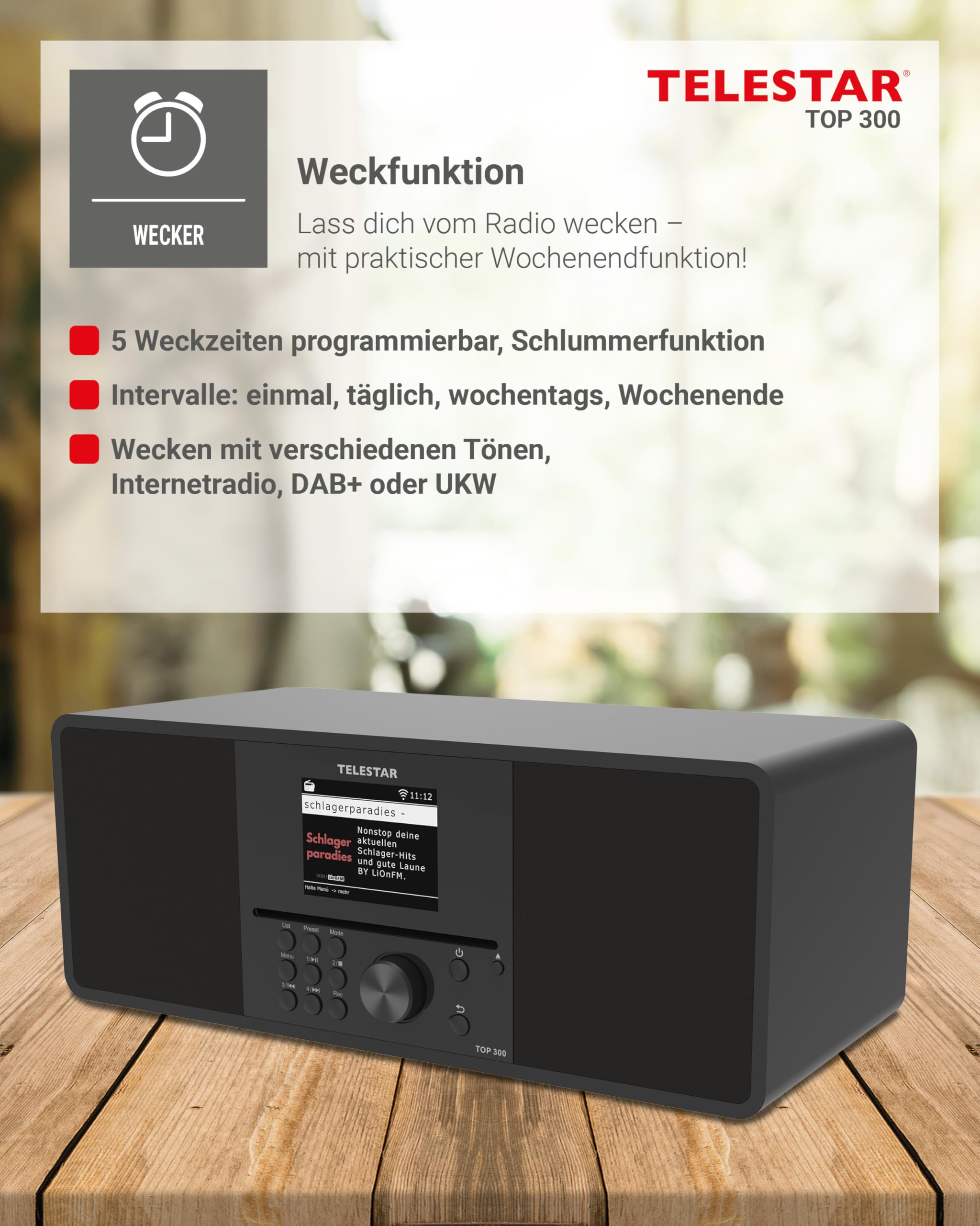 TELESTAR TOP 300 DAB+ Internetradio mit CD-Player Bluetooth USB Schwarz