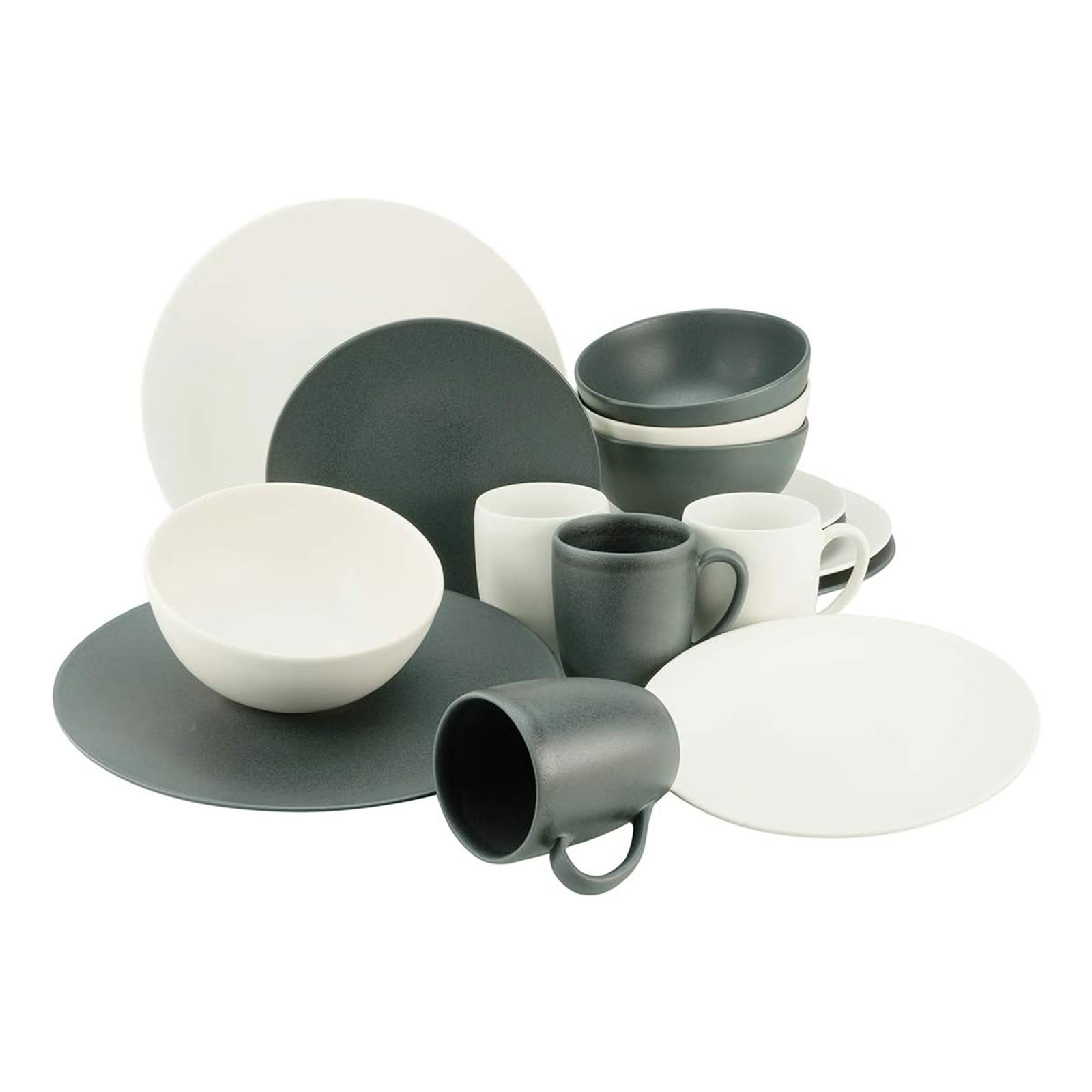 Soft Touch Black & White 16tlg seidenmatt 4 Personen Creatable 23147