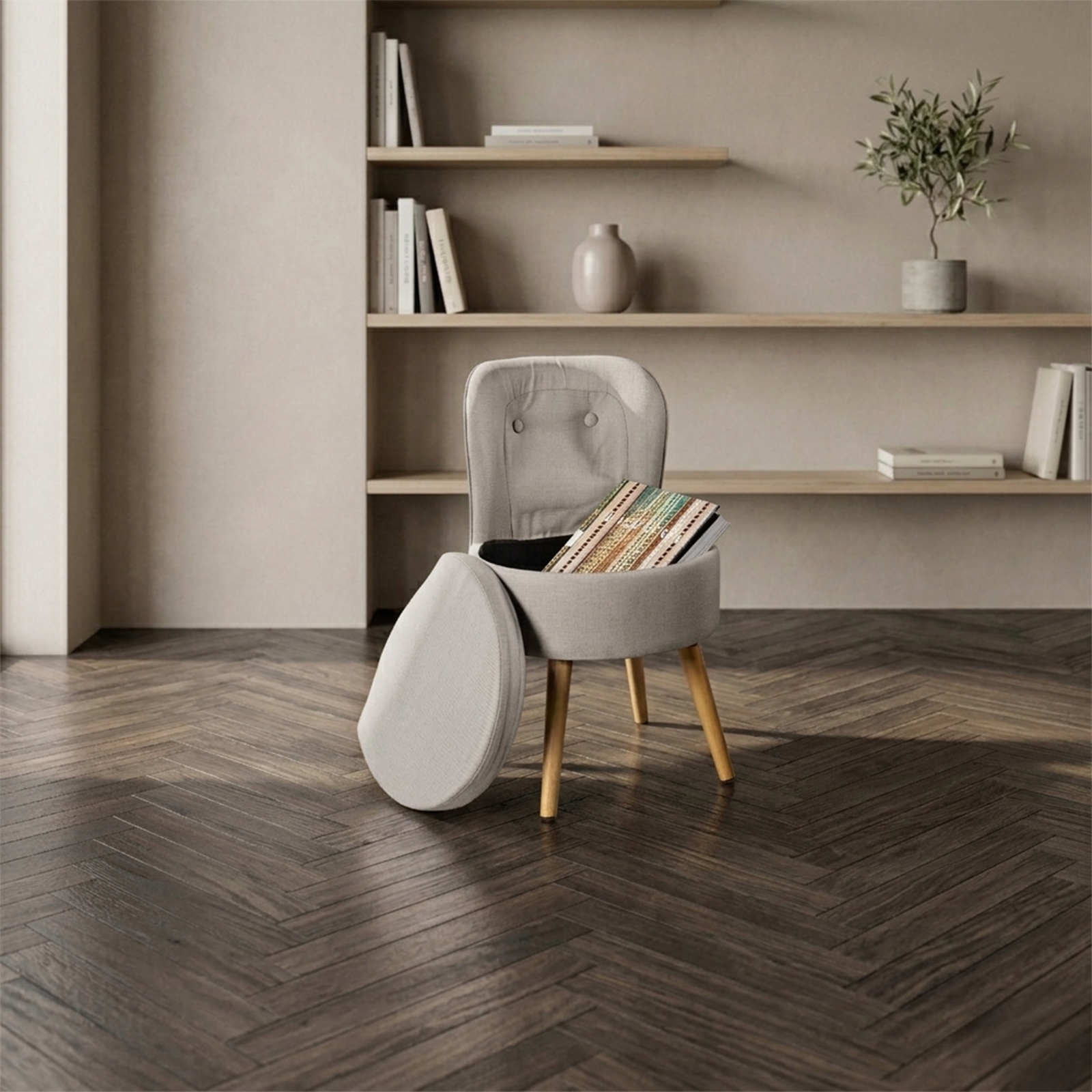 Echtwerk SESSEL VINCE mit Rückenlehne und Aufbewahrungsfunktion