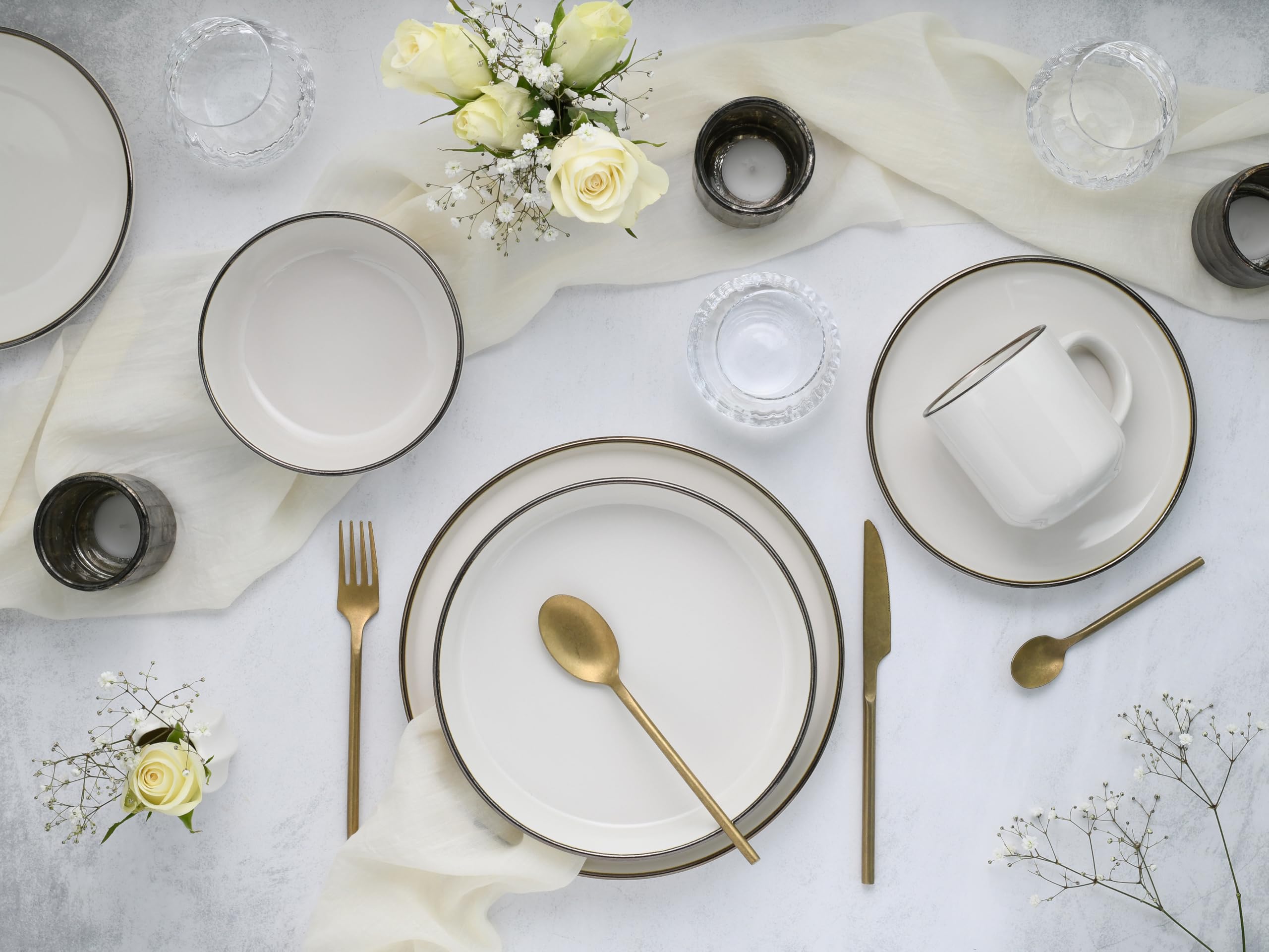 CreaTable 24790 Kombiservice Serie Nordic Festive Creme 10-tlg. 2 Personen