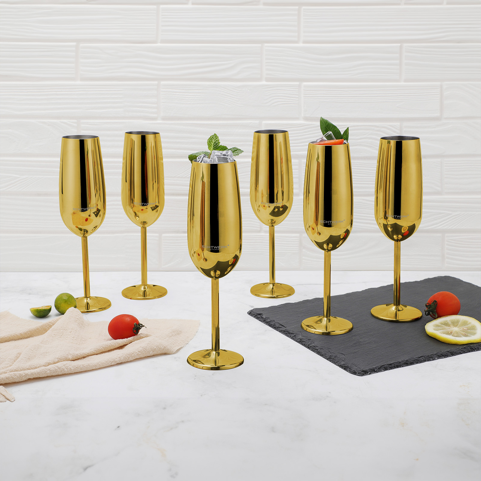 Echtwerk  Sekt-/Champagnerkelch Set 6tlg aus Edelstahl