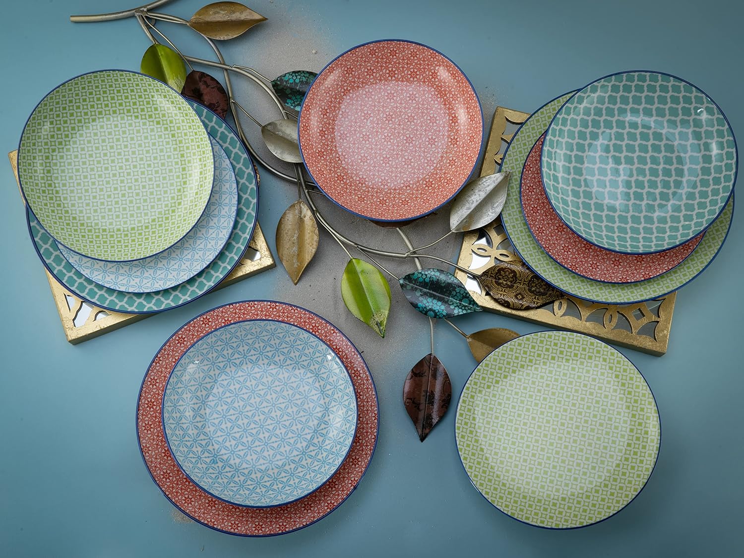 CreaTable, 10689, Serie Mediterran , Geschirrset, Teller Set 12 teilig