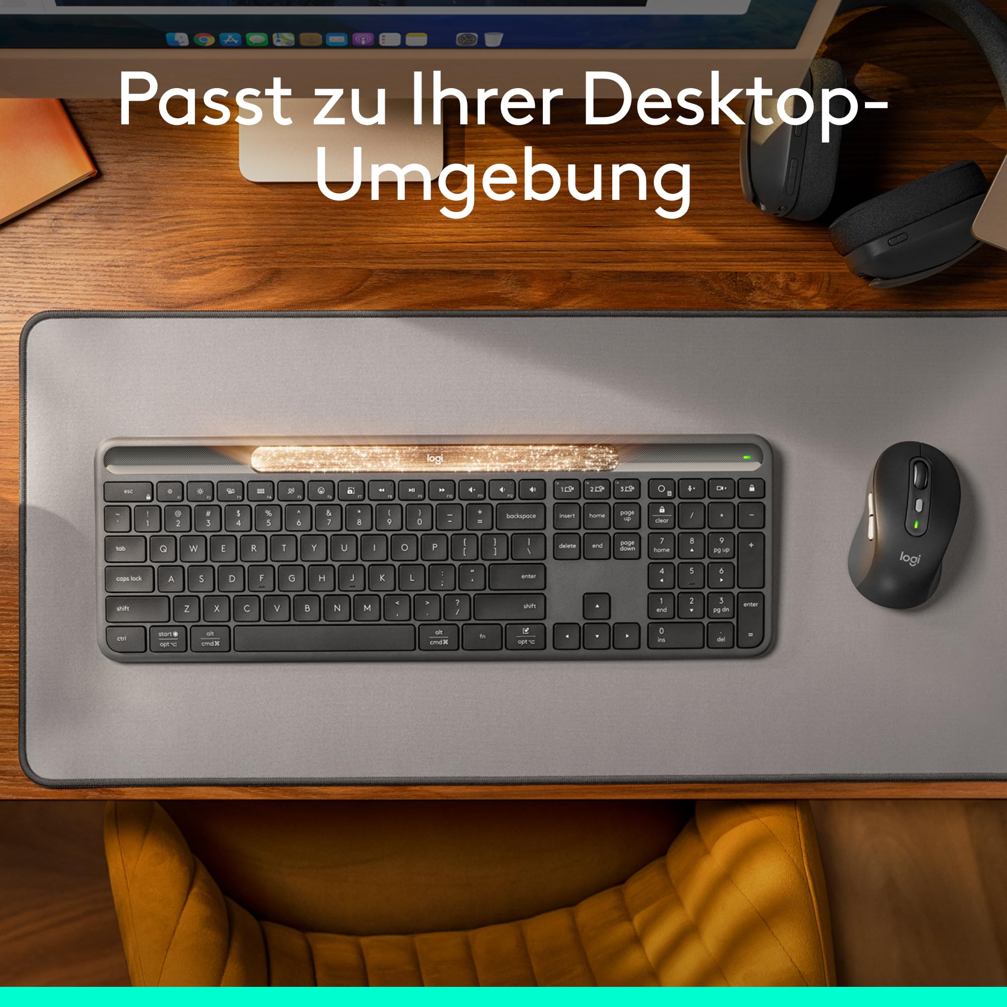 Logitech Signature Slim Solar+ kabellose Bluetooth Tastatur Solar Akku Graphit