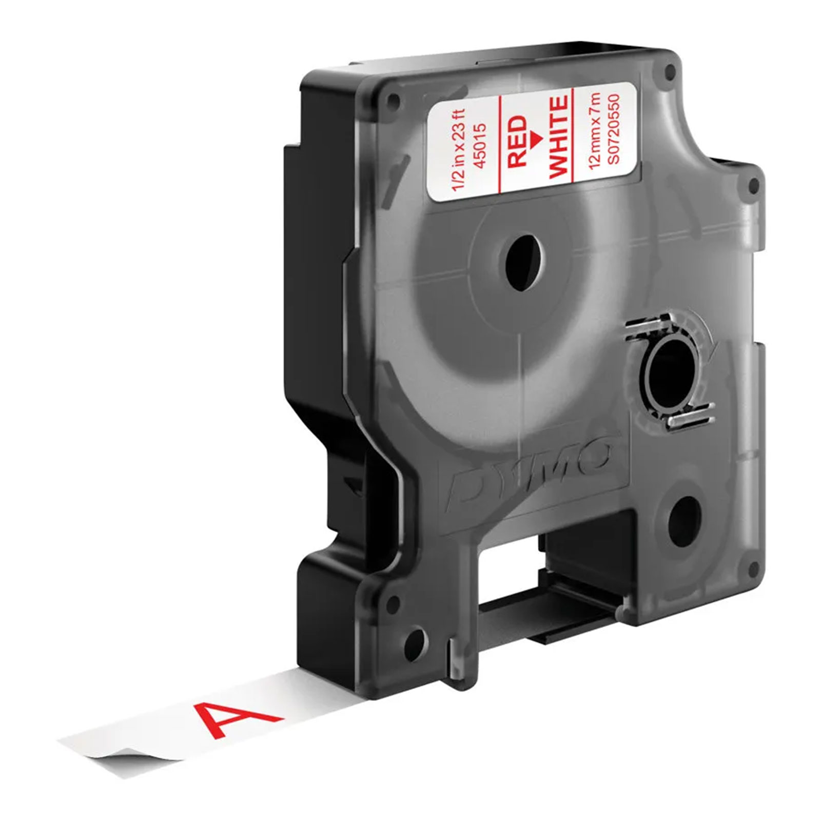 Dymo D1 - Standardetiketten - Rot auf Weiß - 12mm x 7m