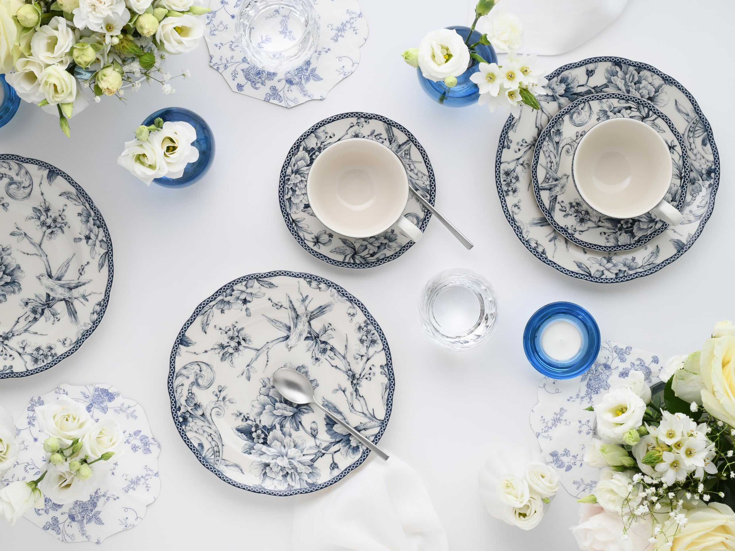 CreaTable, 24772, Serie Adelaide Blau, 20-teiliges Geschirrset für 4 Personen