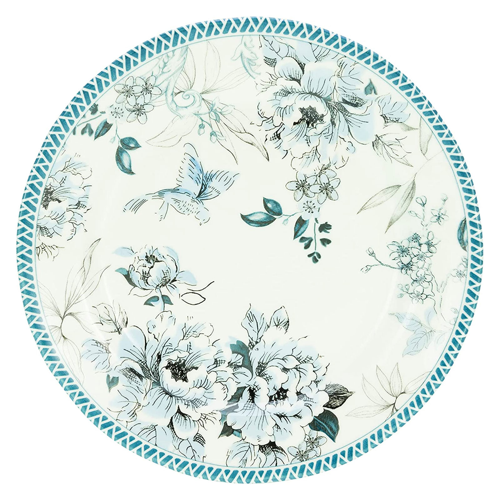 CreaTable, 22909, Serie Vintage Garden Blau, Geschirrset, Kombiservice 16 teilig