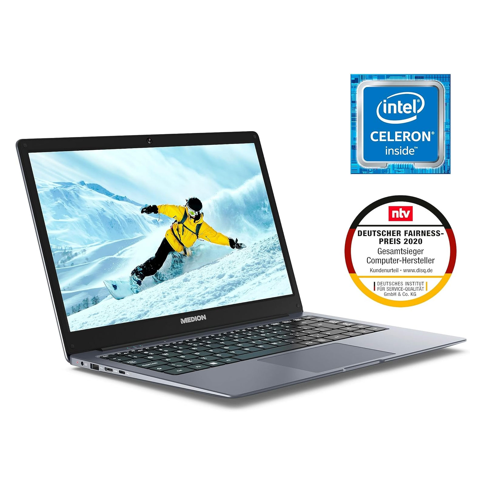 Medion E14223 (MD62560), Grau, 14 Zoll, Full HD, Intel Celeron N4120, 4 GB, 128 GB Flash, Intel UHD