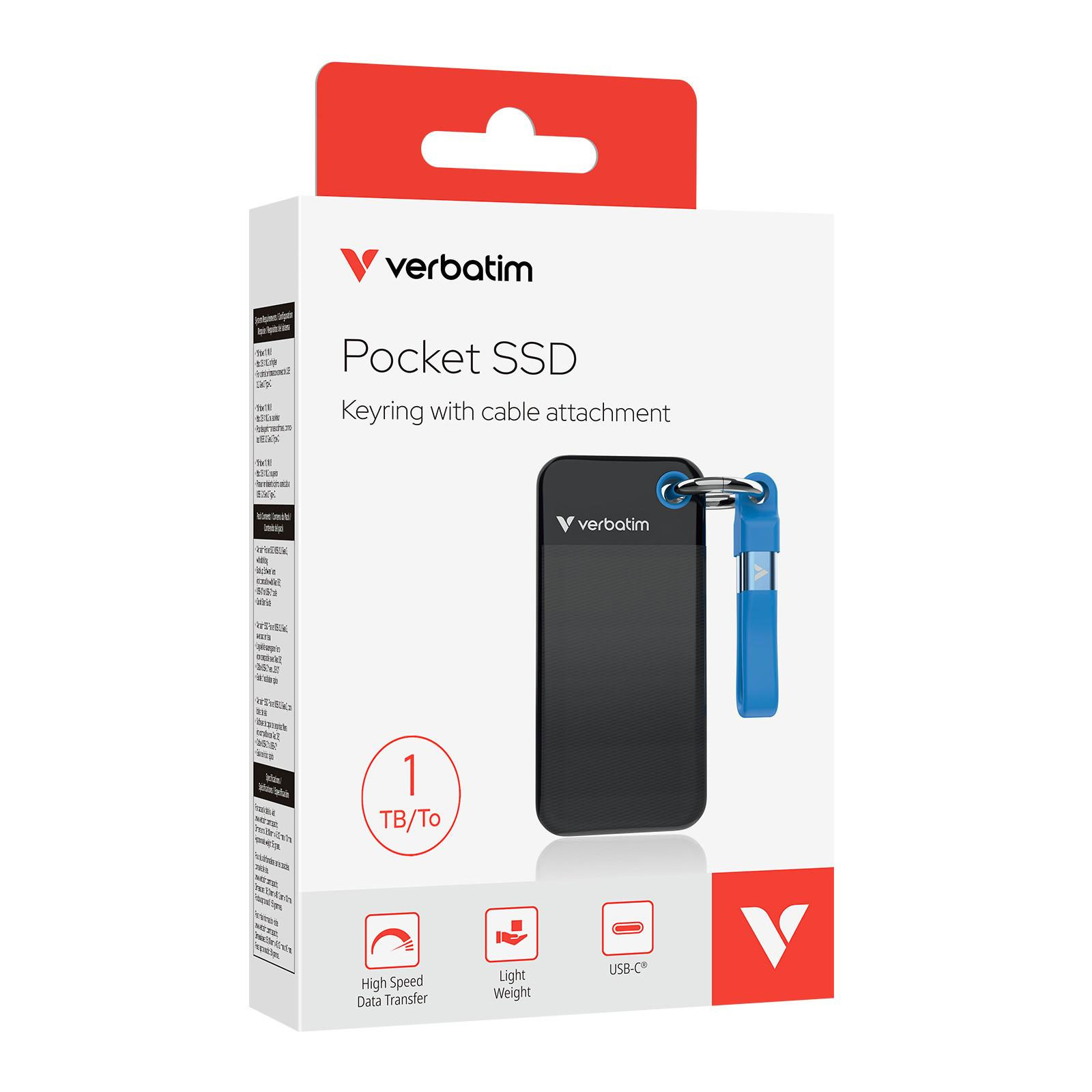 Verbatim Pocket SSD 1 TB, Schlüsselanhänger mit Kabelbefestigung