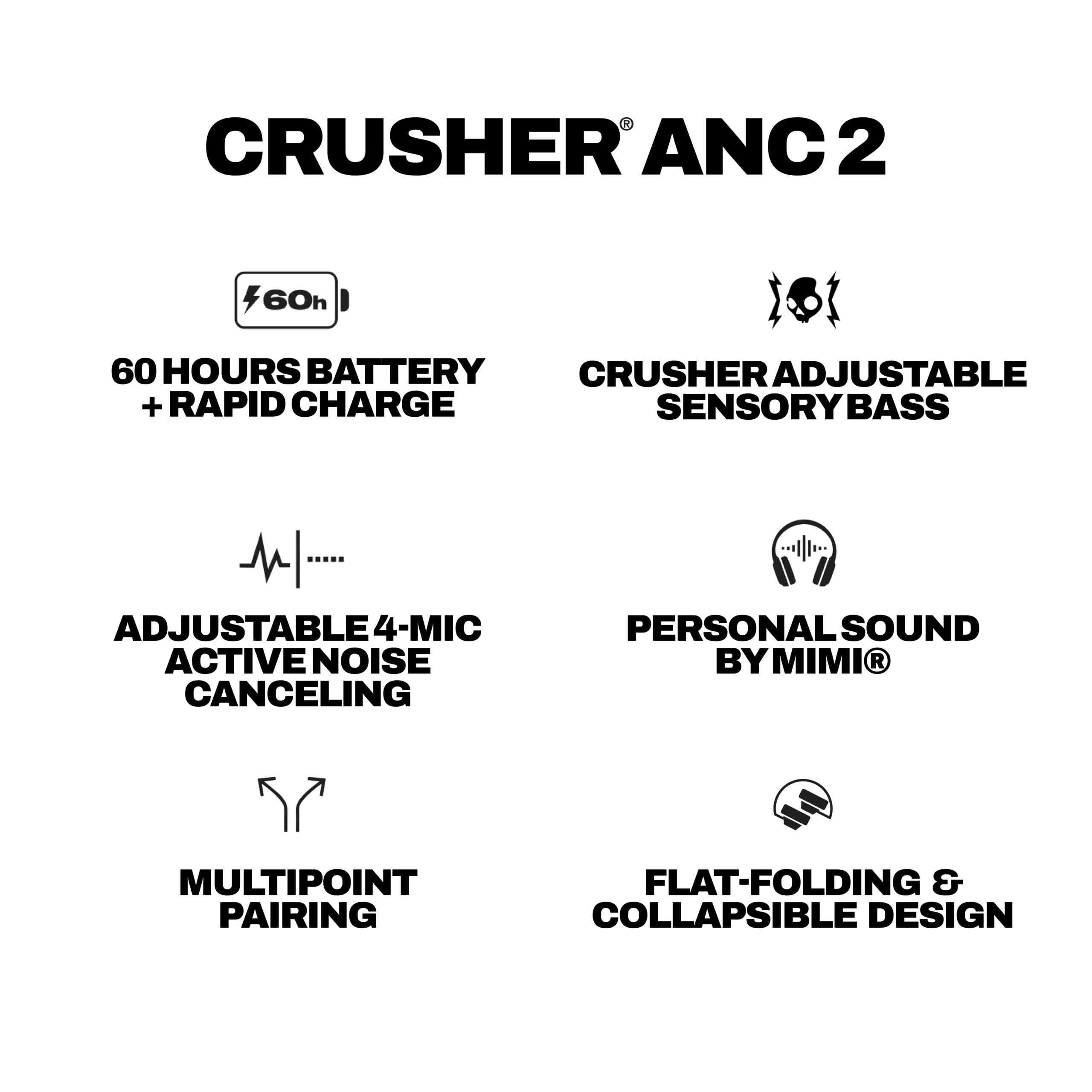 Skullcandy Crusher ANC 2 Wireless Bluetooth Over-Ear-Kopfhörer