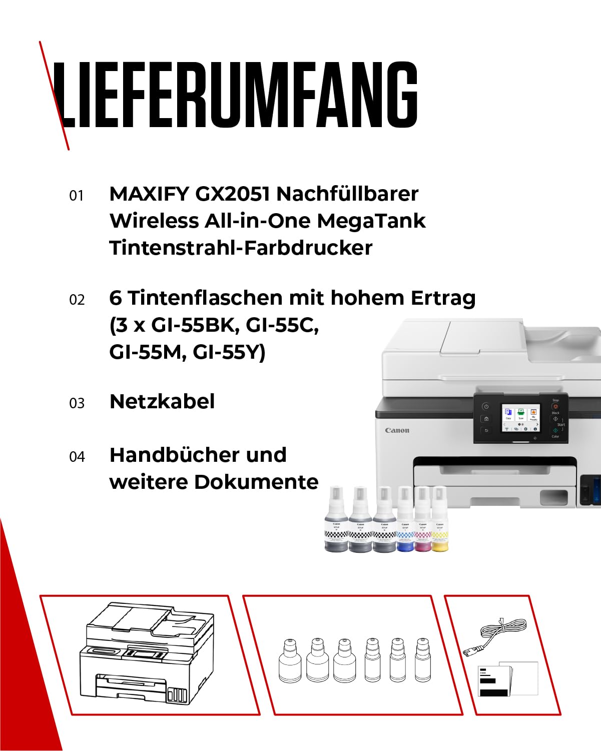 Canon MAXIFY GX2051 Tintenstrahldrucker 4-in-1 Multifunktionsgerät