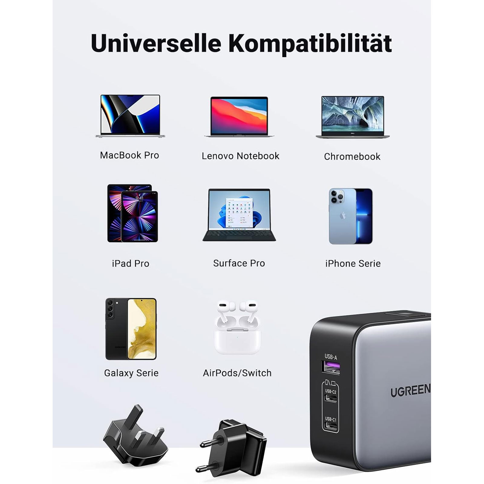 uGreen Ladegeräte UGR CHARGER 65W USB-A+2USB-C