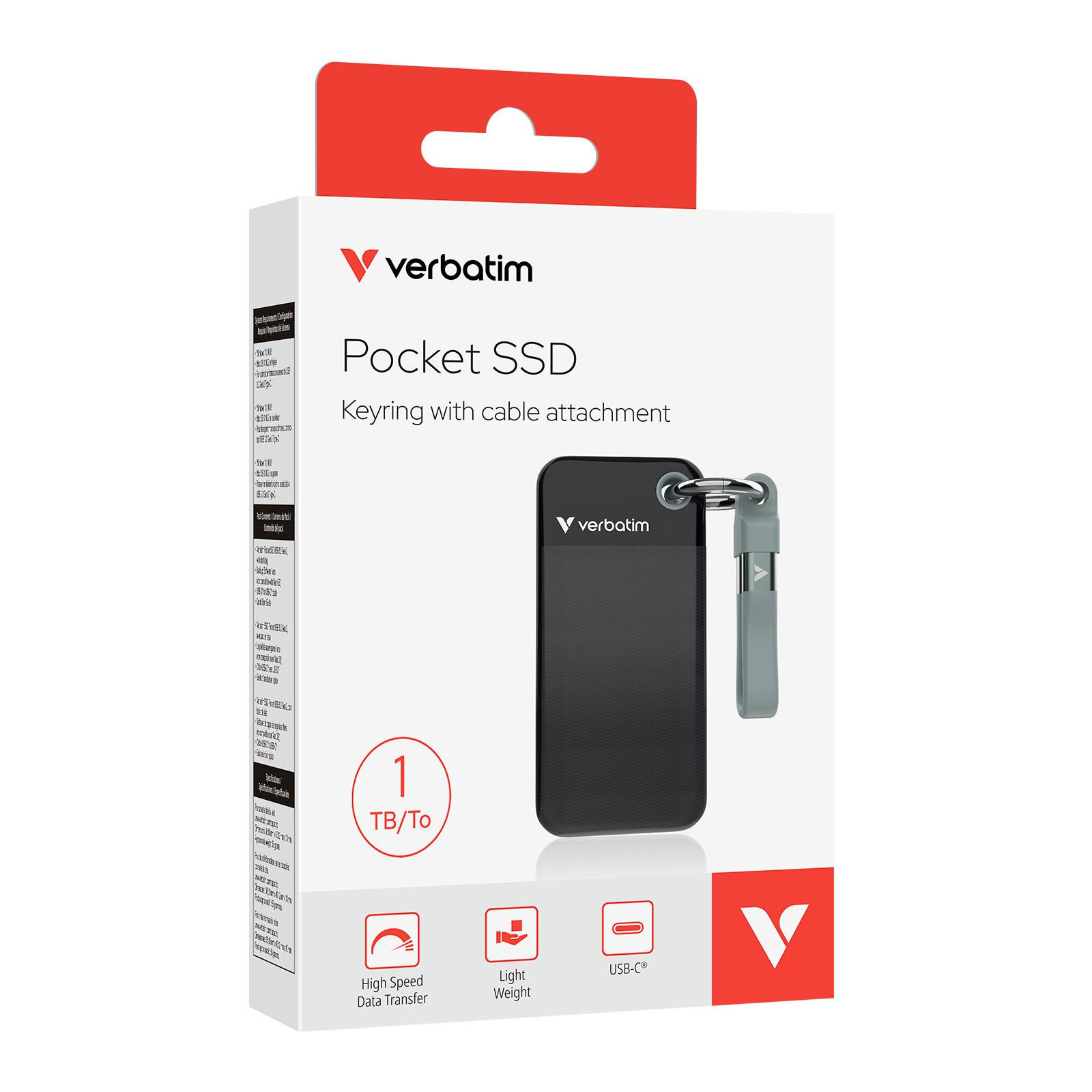 Verbatim Pocket SSD 1 TB, Schlüsselanhänger mit Kabelbefestigung