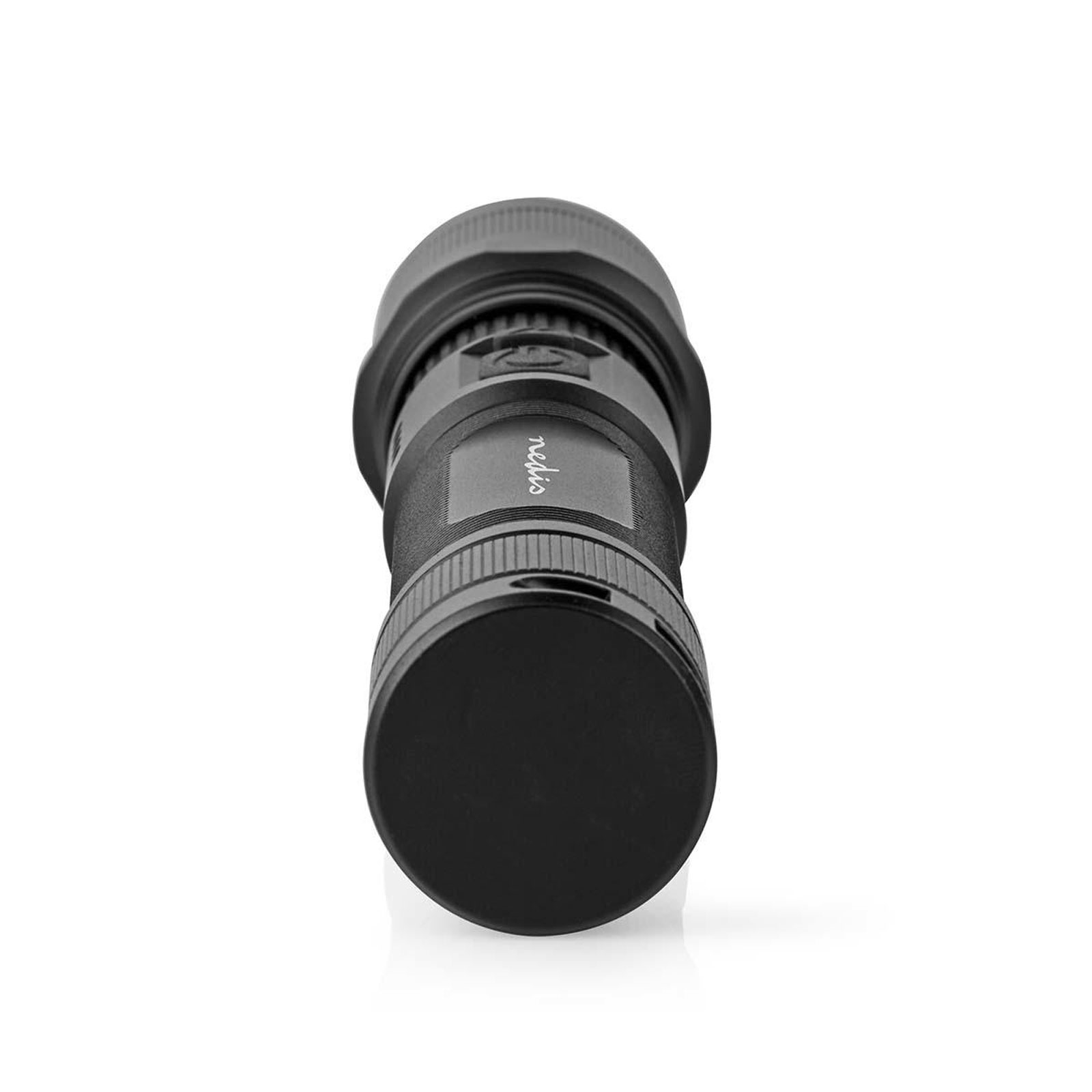 NEDIS LED-Taschenlampe 10W Lith. schwarz (3.7 V DC, 10 W, Eingebautes Lithium Ion, Wiederaufladbar,)
