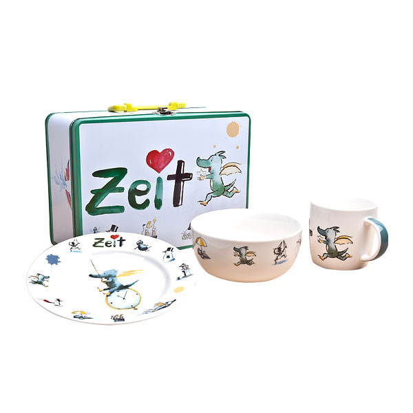 Villeroy & Boch Piemont Kinderbesteck 4tlg. + Tabaluga Koffer inkl. 3tlg. Kindergeschirrset  und  Tabaluga Plüsch Schlüsselanhänger