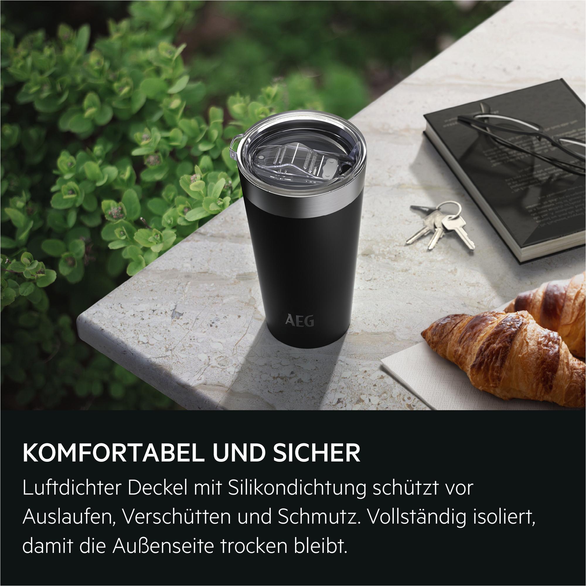 AEG ATHC02 Thermobecher, 0,56 l Fassungsvermögen, Schwarz, Edelstahl