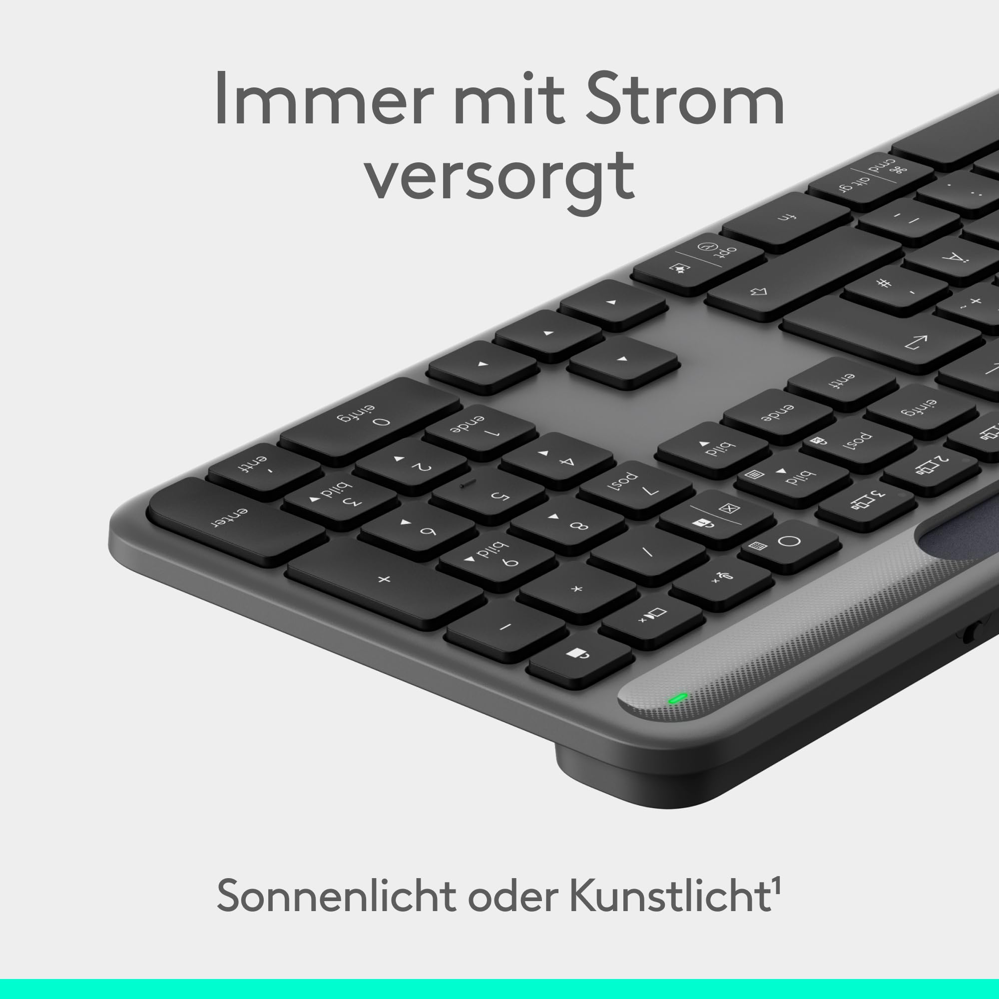 Logitech Signature Slim Solar+ kabellose Bluetooth Tastatur Solar Akku Graphit