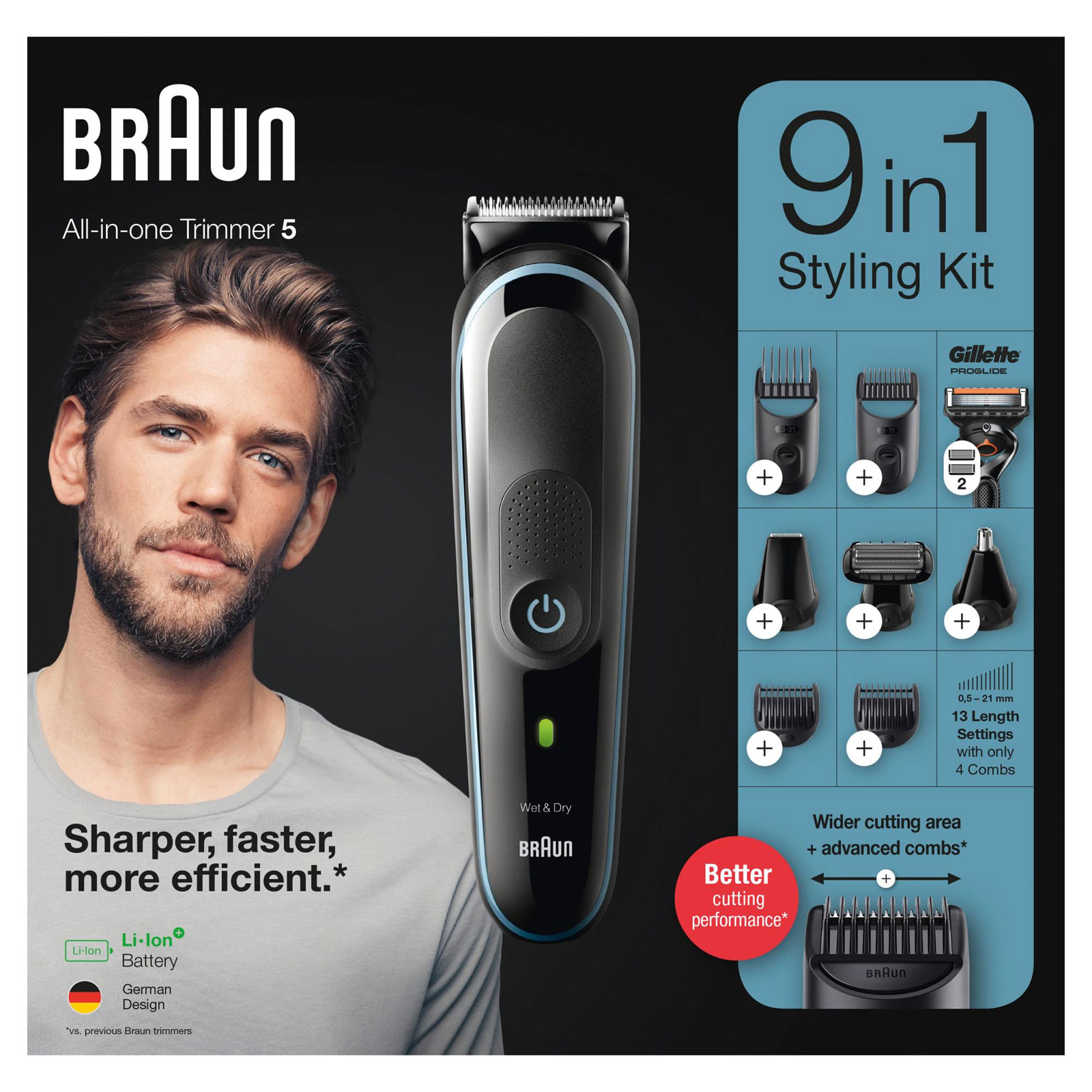 BRAUN Multi-Grooming-Kit 5 MGK5380, 9-in-1-Barttrimmer für Herren