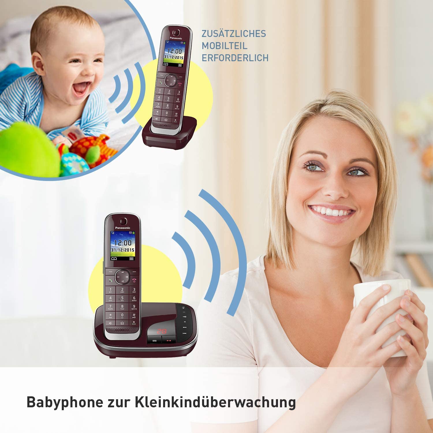 Panasonic KX-TGJ 320 GR weinrot Schnurloses-Telefon mit Anrufbeantworter