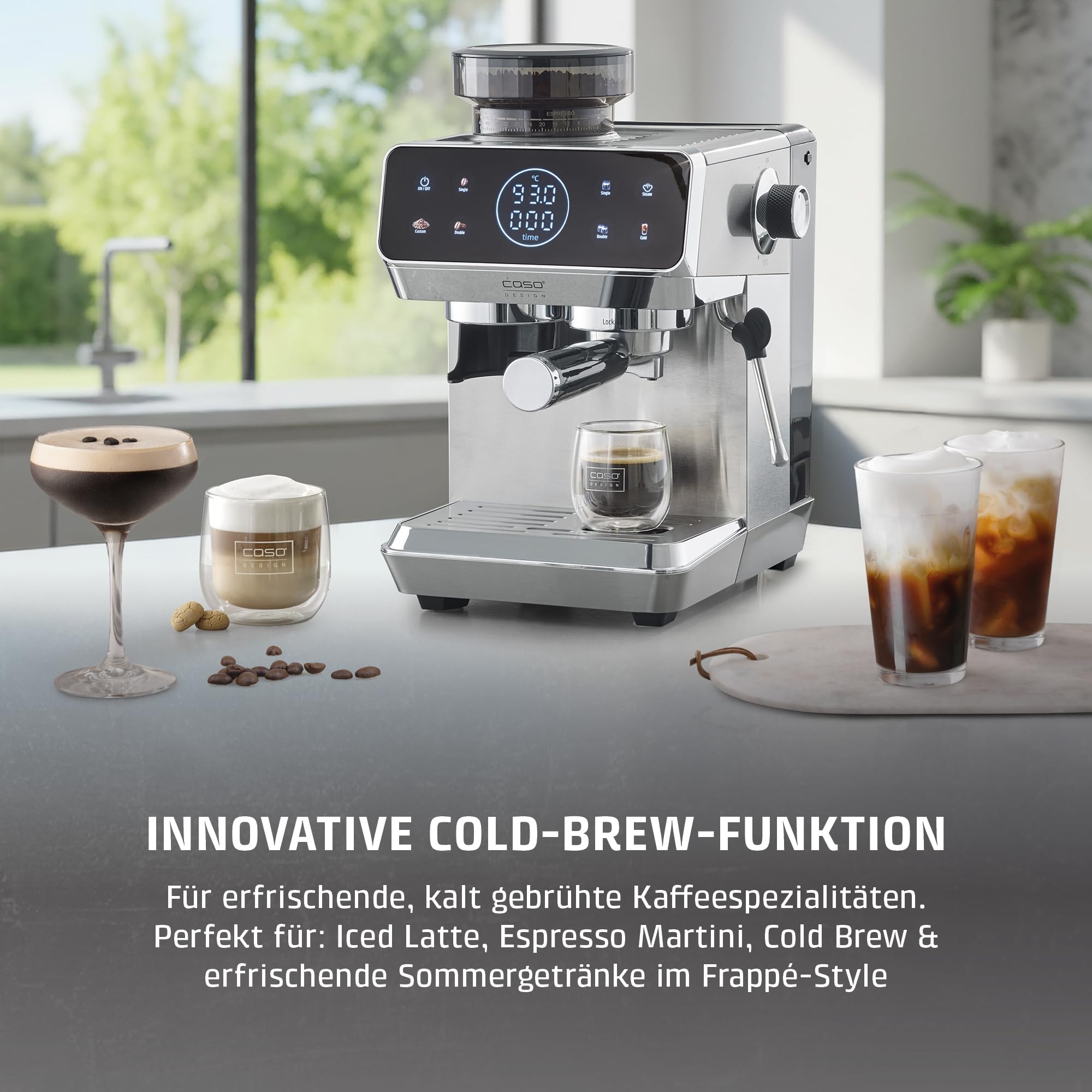 CASO EspressoGourmet & Grind Siebträgermaschine Edelstahl mit Mahlwerk
