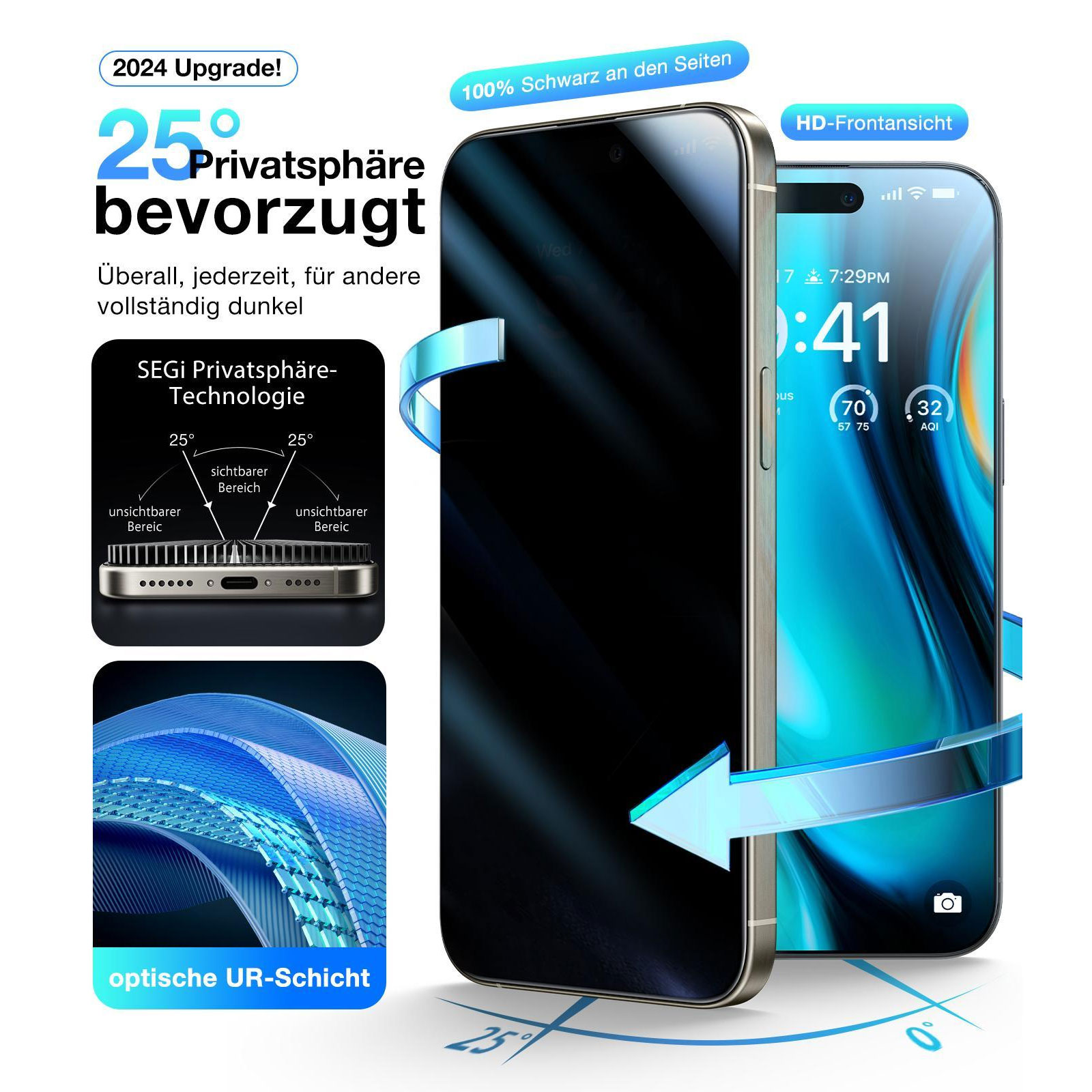 Torras Install Master Privacy screen protector für iPhone 16 Pro Black