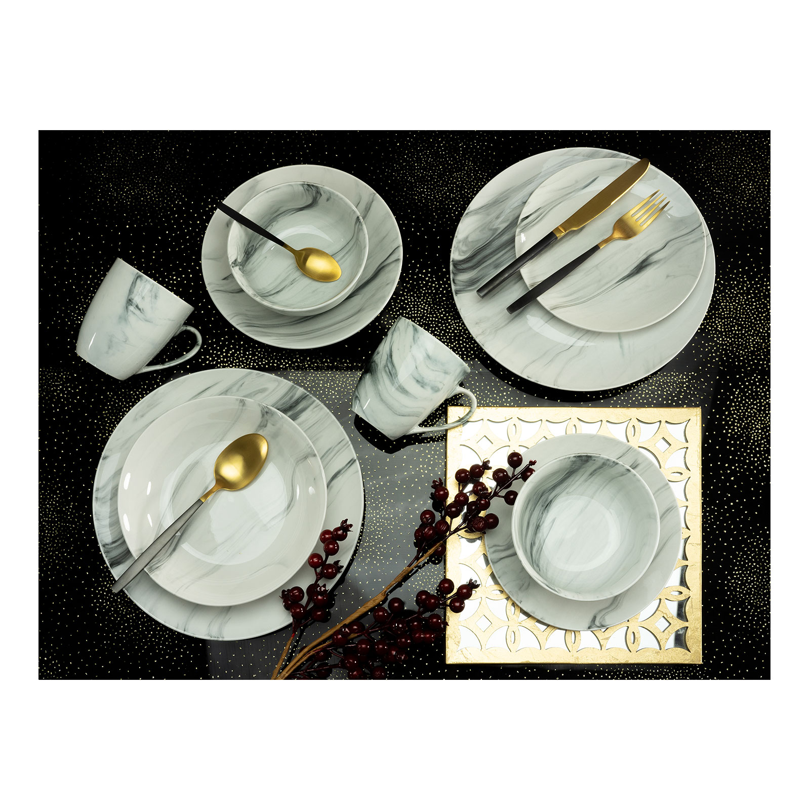 CreaTable 22775 Serie MARMOR Geschirrset Kombiservice 16 teilig CreaTable 22775 Serie MARMOR Geschirrset Kombiservice 16 teilig