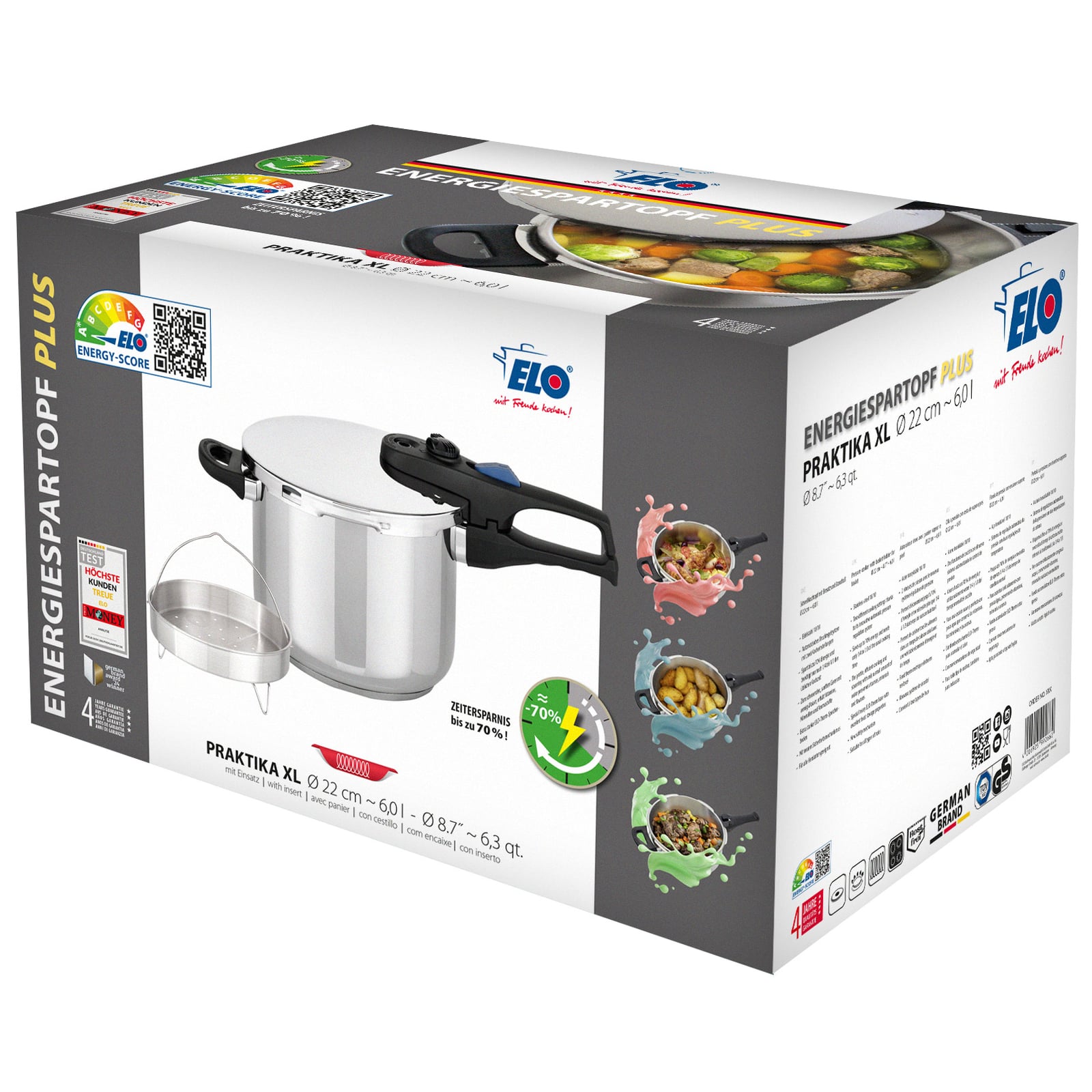 ELO Schnellkochtopf Praktika Plus 6 l mit Einsatz