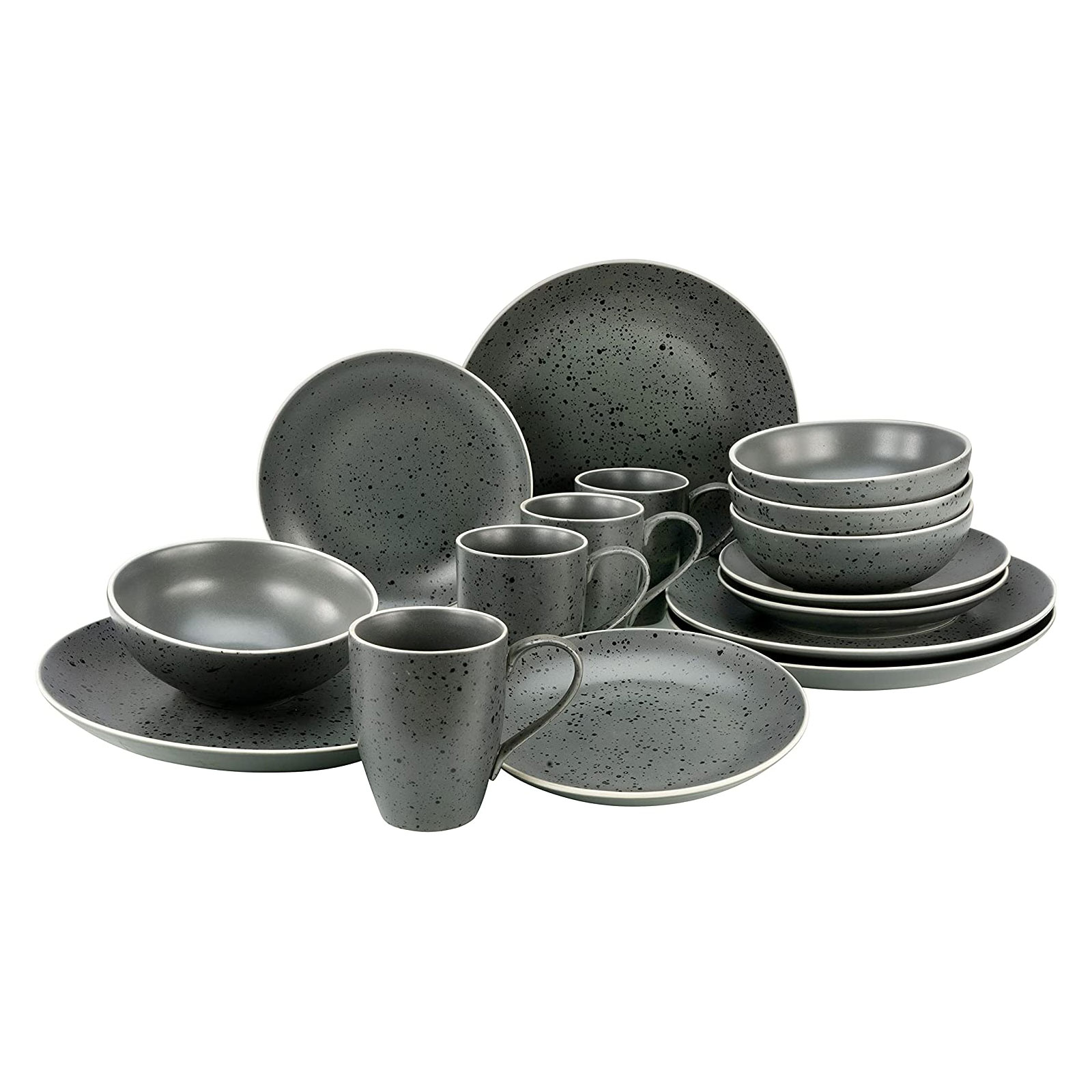 CreaTable, 22807, Serie INDUSTRIAL CHIC - Anthrazit, Geschirrset, Kombiservice 16 teilig