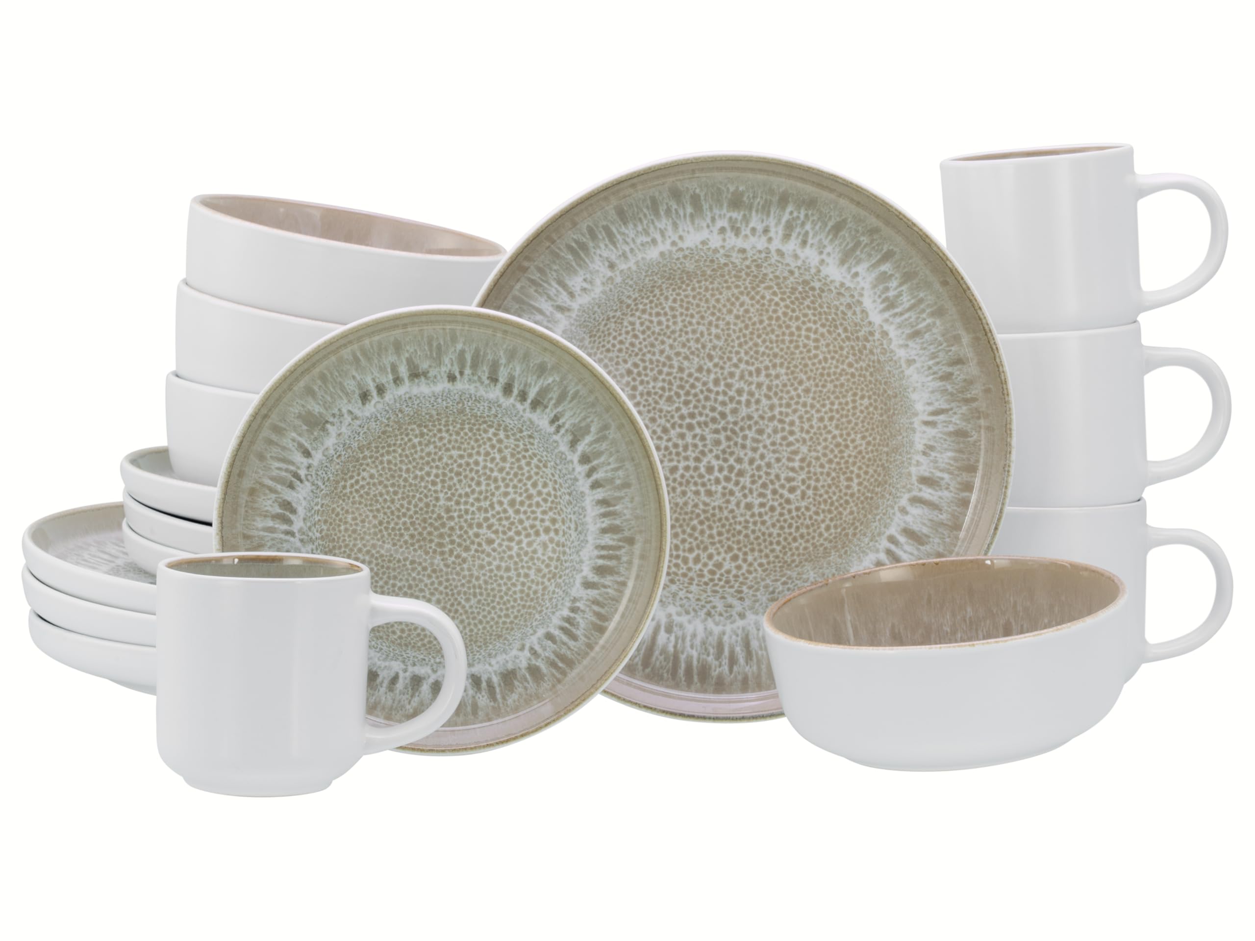 CreaTable 24715 Kombiservice Serie Nordic Fjord Sand 16-tlg. 4 Personen
