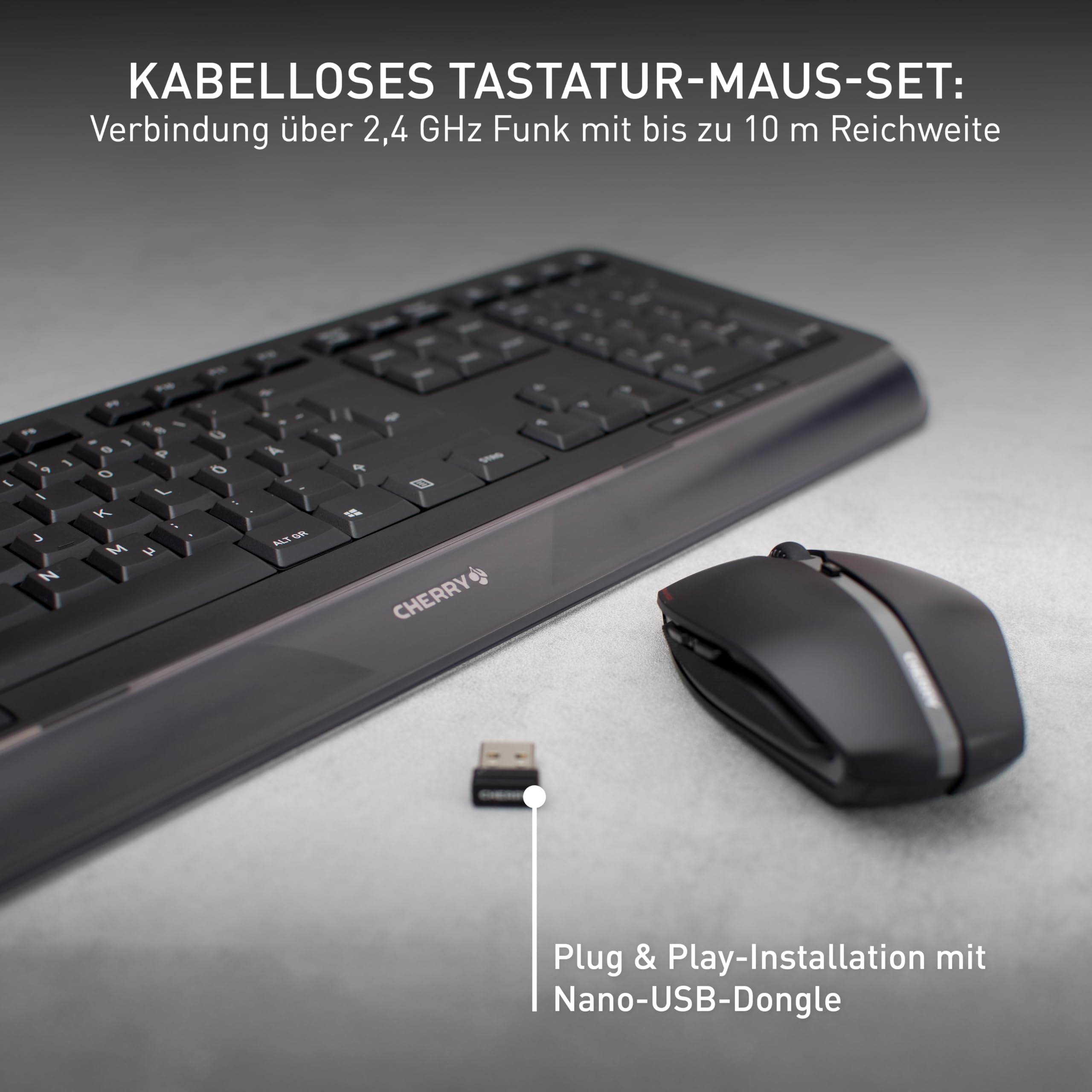 CHERRY GENTIX DESKTOP, Kabelloses Tastatur-Maus-Set, Schweizer Layout ...