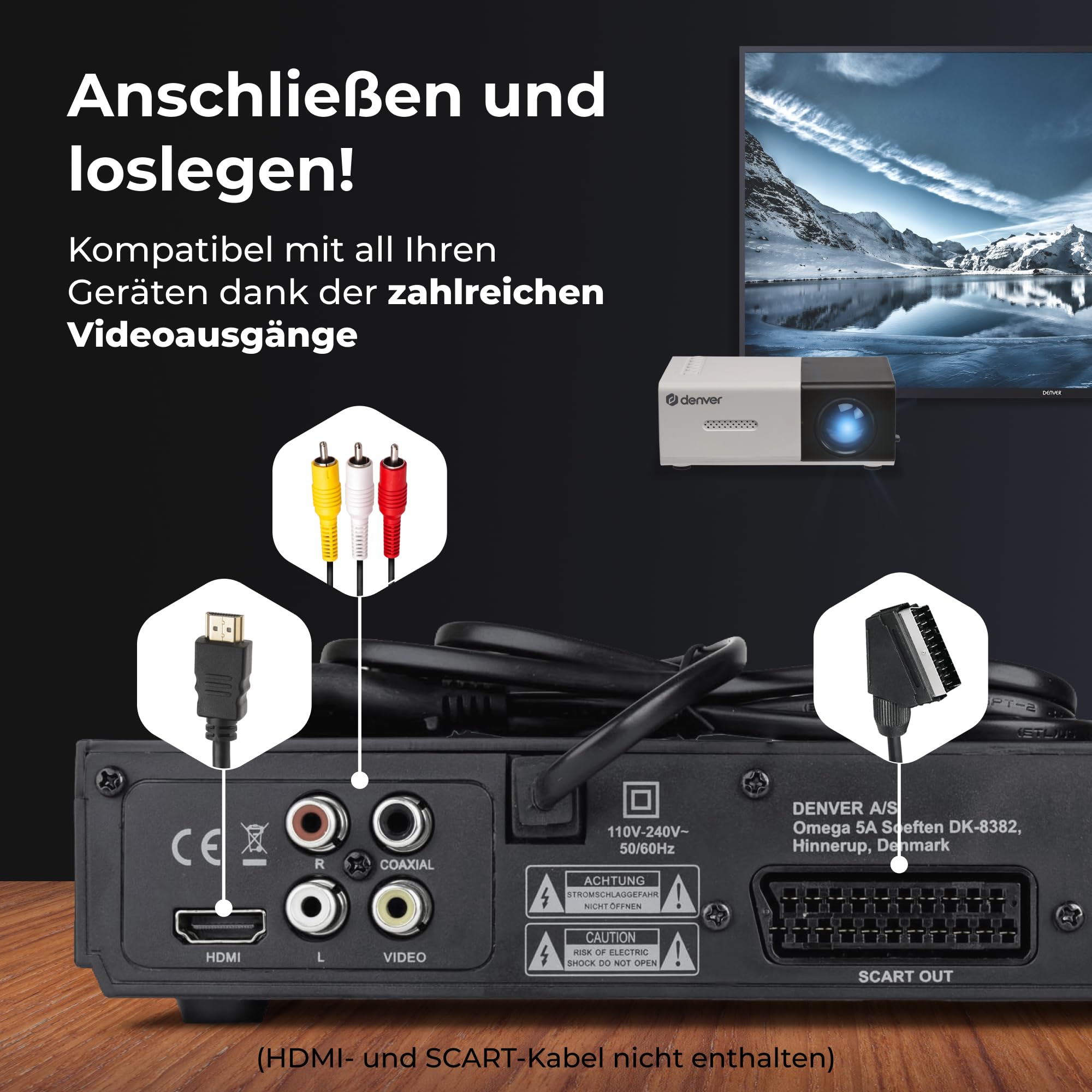 Denver DVH-7787MK3 DVD-Player mit HDMI, USB, Scart