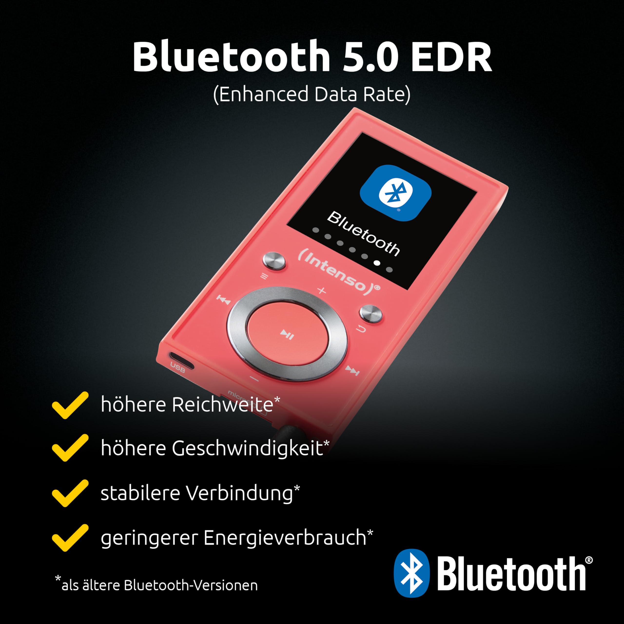 Intenso Video Scooter BT MP3 Player mit Bluetooth 5.0, 1,8 Zoll Farbdisplay