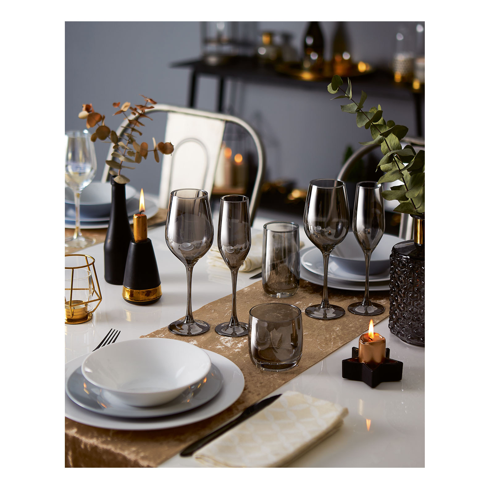Creatable, 21348, Serie SHINY Graphit, Weinglas 4 teilig, Glas