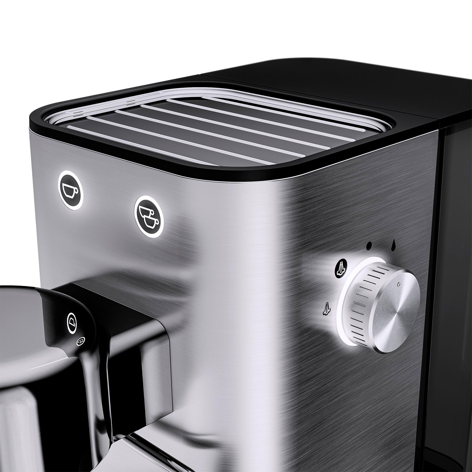 WMF Lumero Espresso Siebträger-Espressomaschine (15 bar, 1350 Watt, Thermoblock, Milchdüse, Edelstahl-Tamper, höhenverstellbare Tropfschale, abnehmbarer Wassertank)