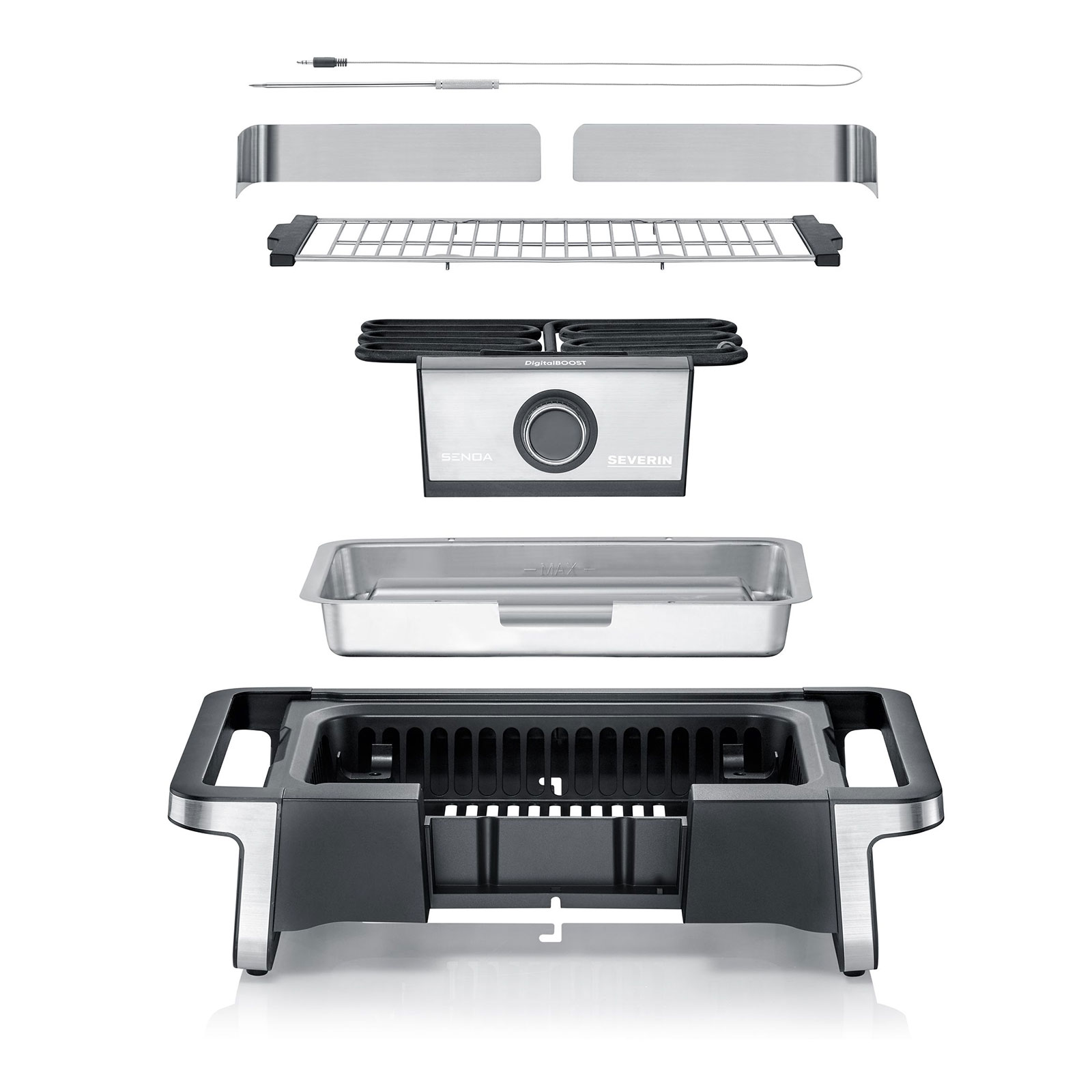 Severin PG 8118 Senoa DigitalBoost S Standgrill schwarz / silber