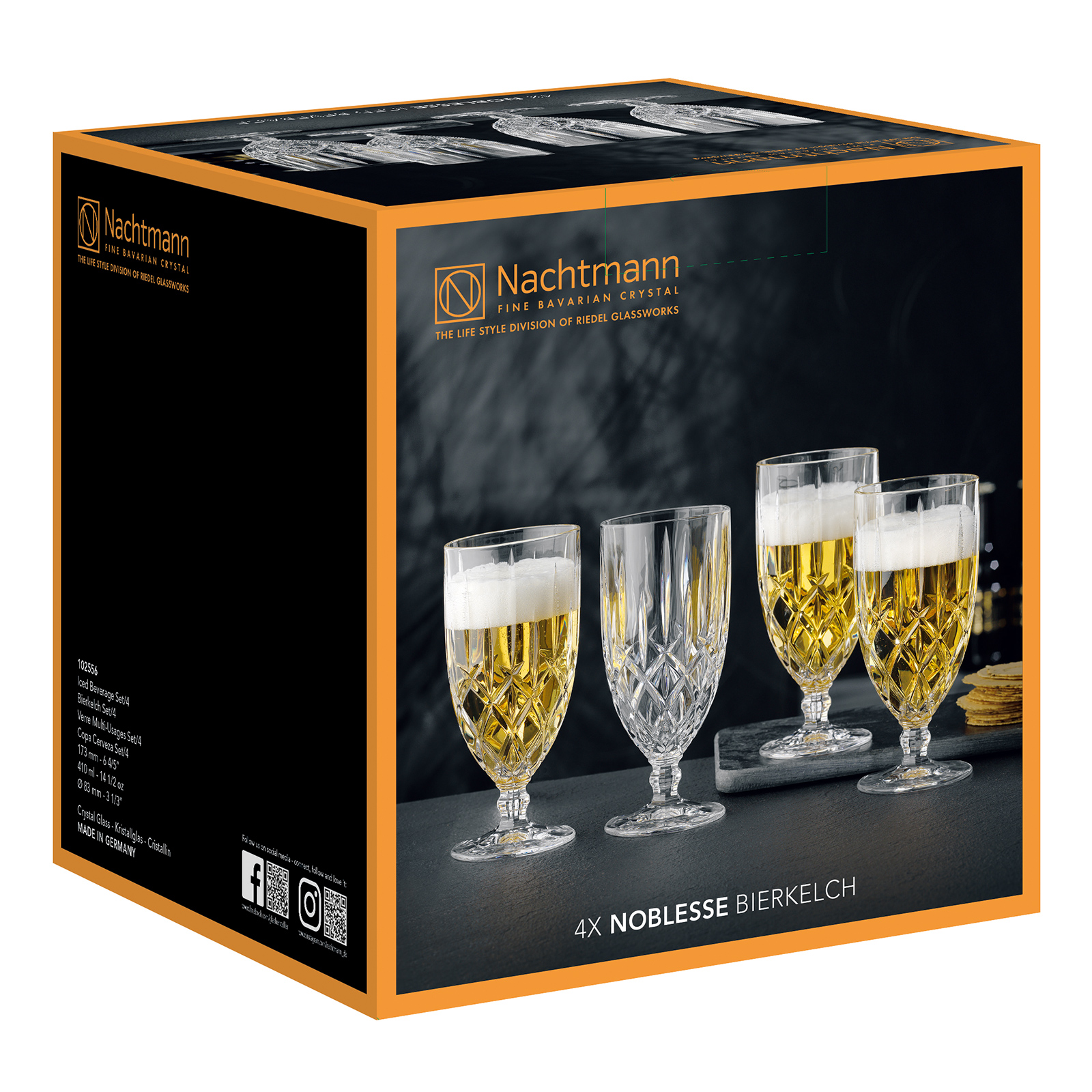 Nachtmann Noblesse Bierkelch, Bierglas, Eisteeglas, 4er-Set