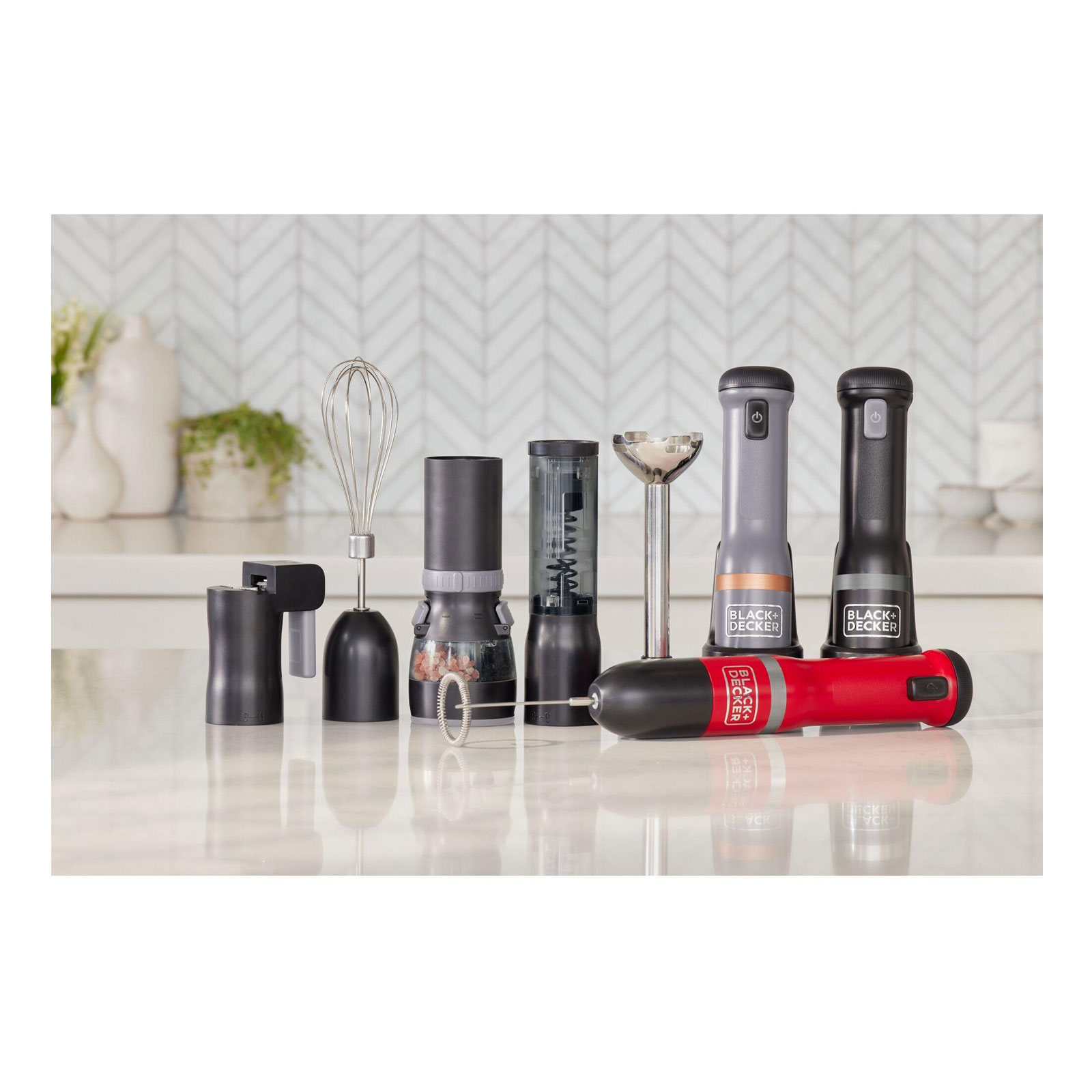 Black + Decker Stabmixer-Set BCKM1016KSR 6er-Set Kitchen Wand™ kabellos