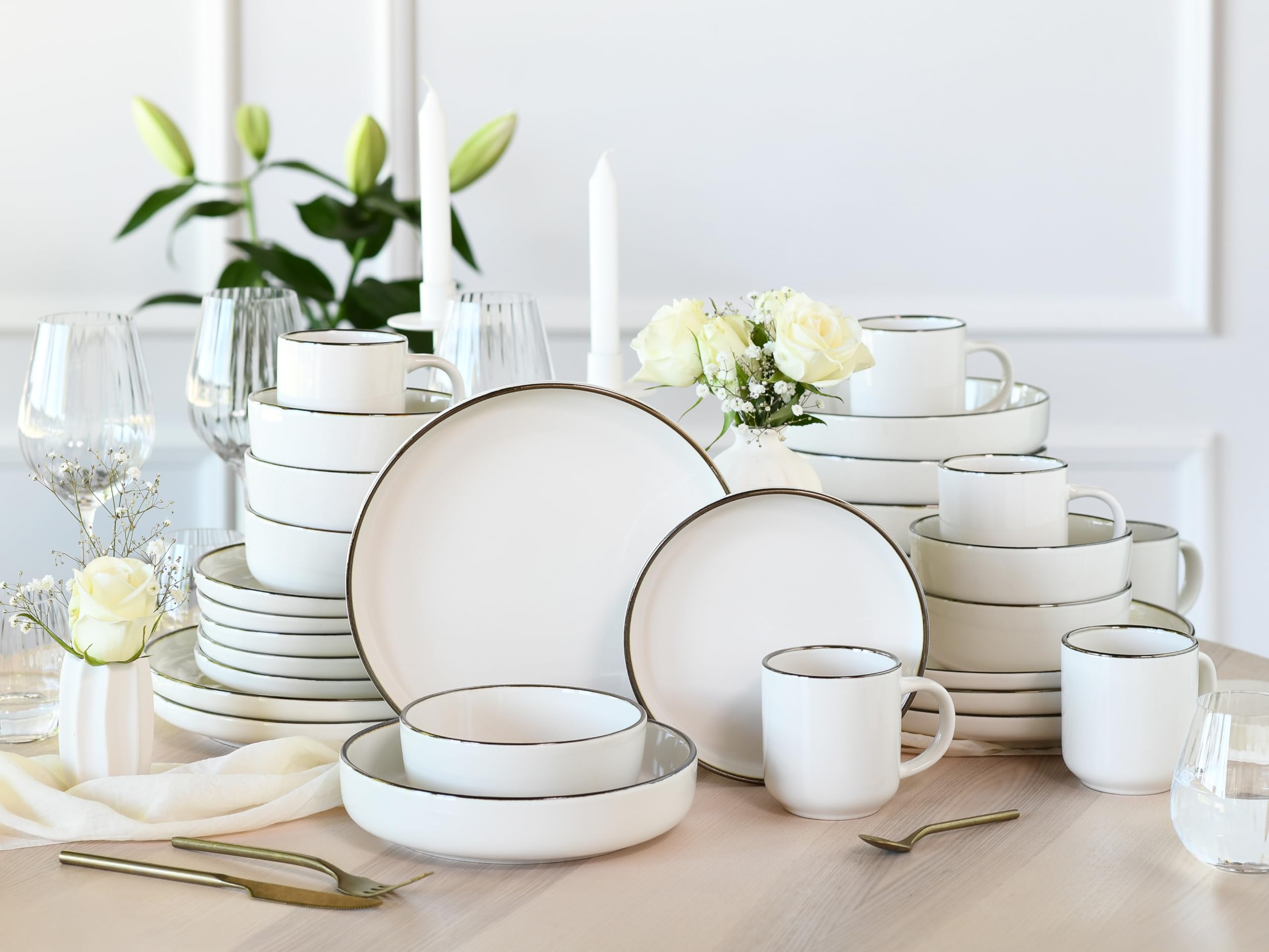 CreaTable 24794 Kombiservice Serie Nordic Festive Creme 30-tlg. 6 Personen