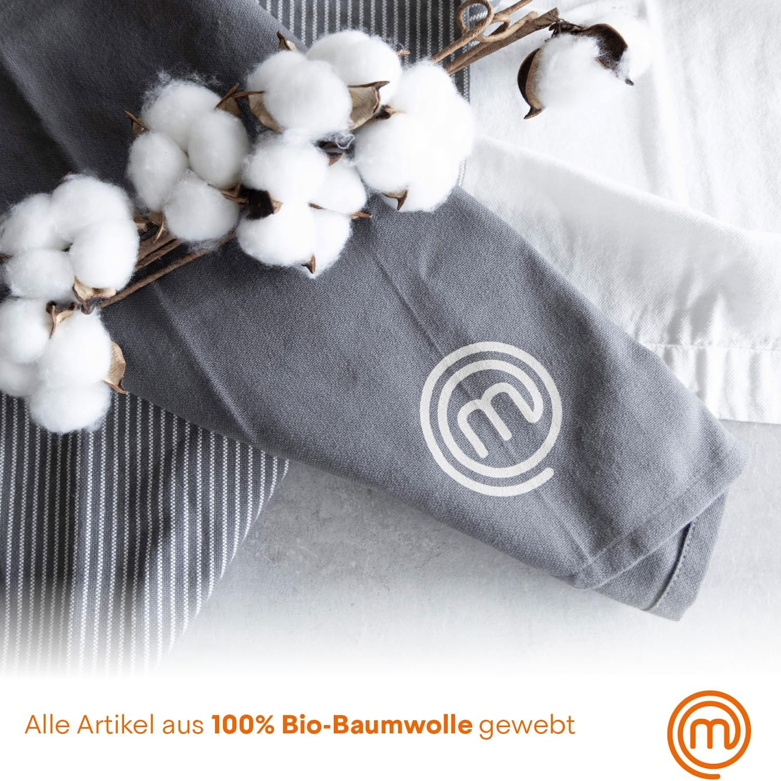 MasterChef FSC Schneidebrett + 3-teiliges Küchenmesser-Set + Küchentextilien-Set 3-teilig