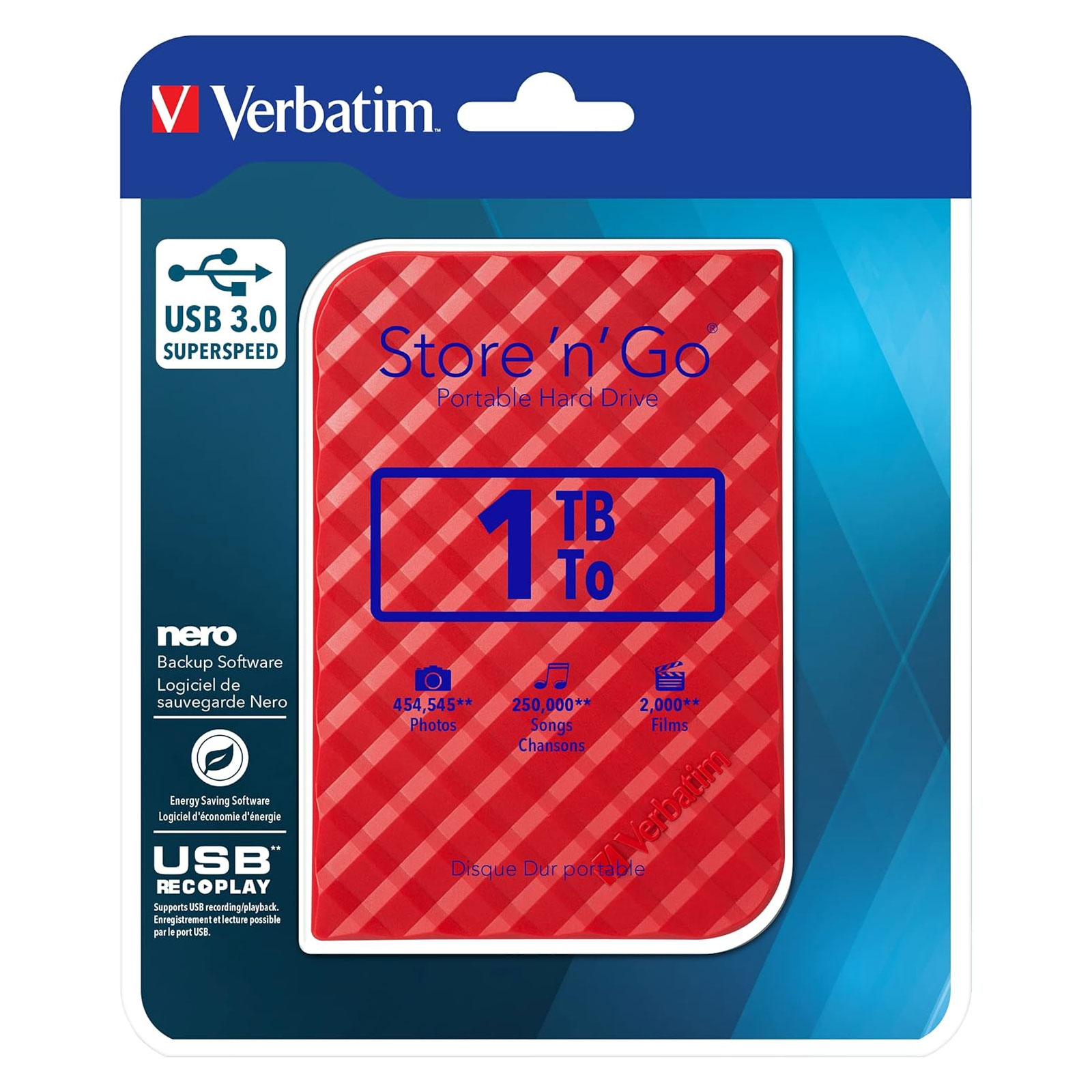 VERBATIM Store 'n' Go Gen2 USB 3.0 / 1 TB / Rot Externe HDD-Festplatte