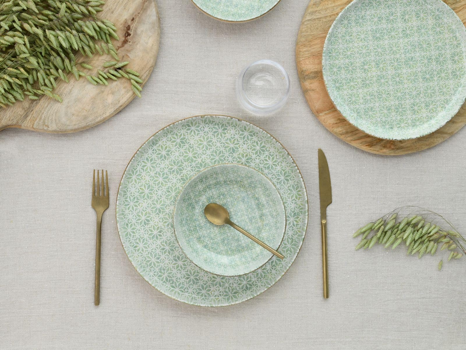 CreaTable, 24085, Serie Uno Emiliana Grün, 12-tlg Geschirrset für 4 Personen