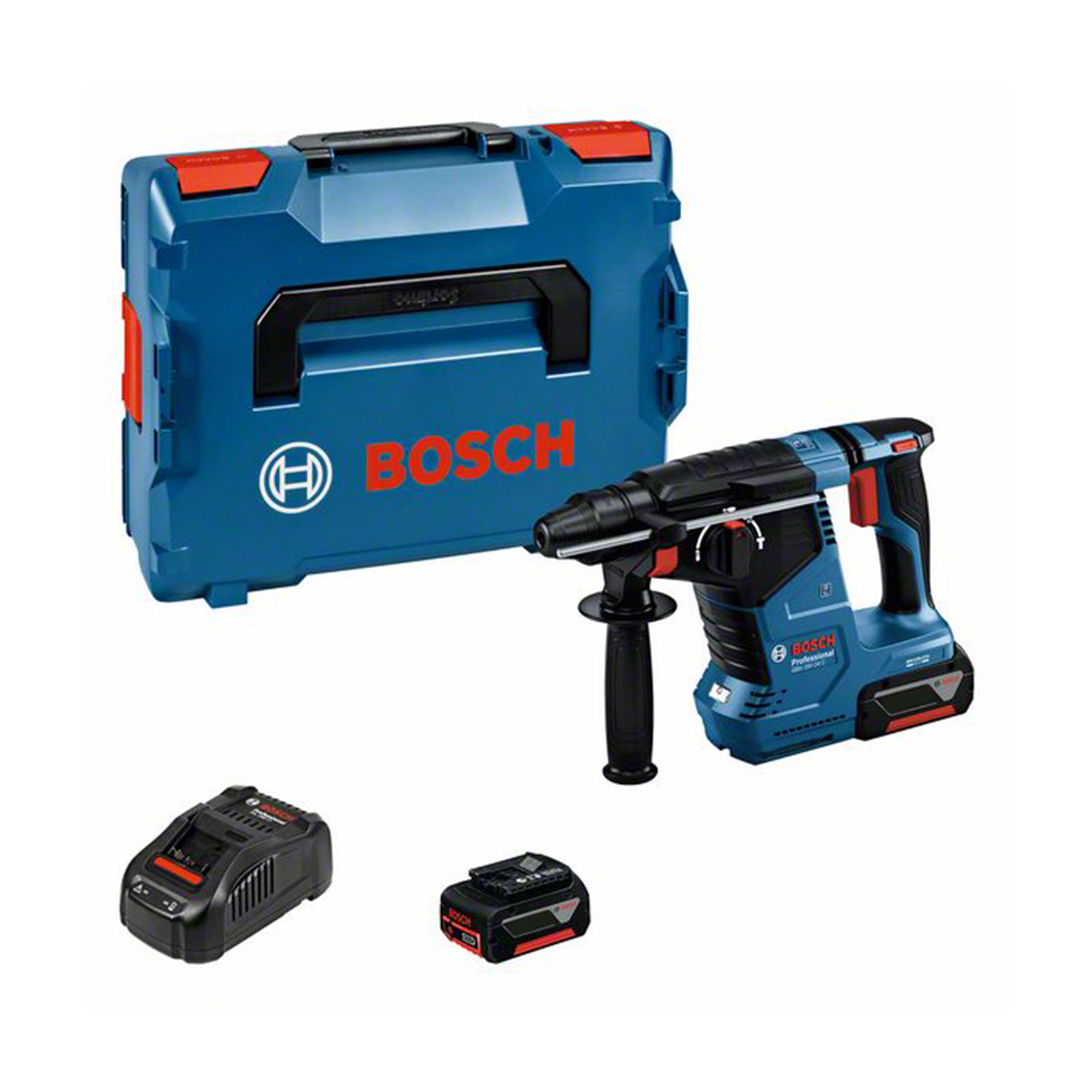 Bosch Professional Akku-Bohrhammer mit SDS plus GBH 18V-24 C, 2 Akku, Schnellladeg. und L-BOXX