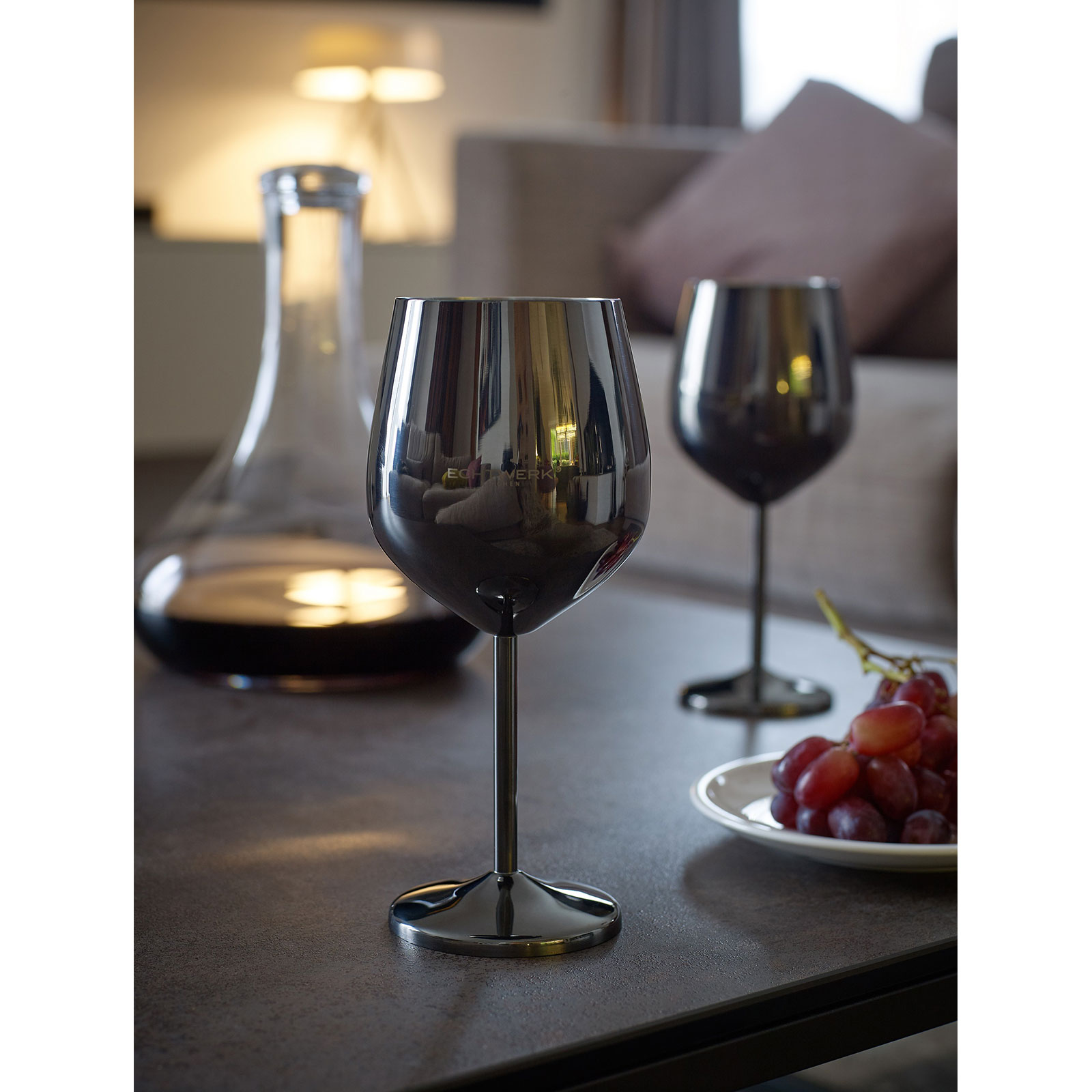 Echtwerk Weinglaser bruchsichere Weingläser/Weinkelche aus Edelstahl  2tlg, 21x 7,3cm, 0,5L