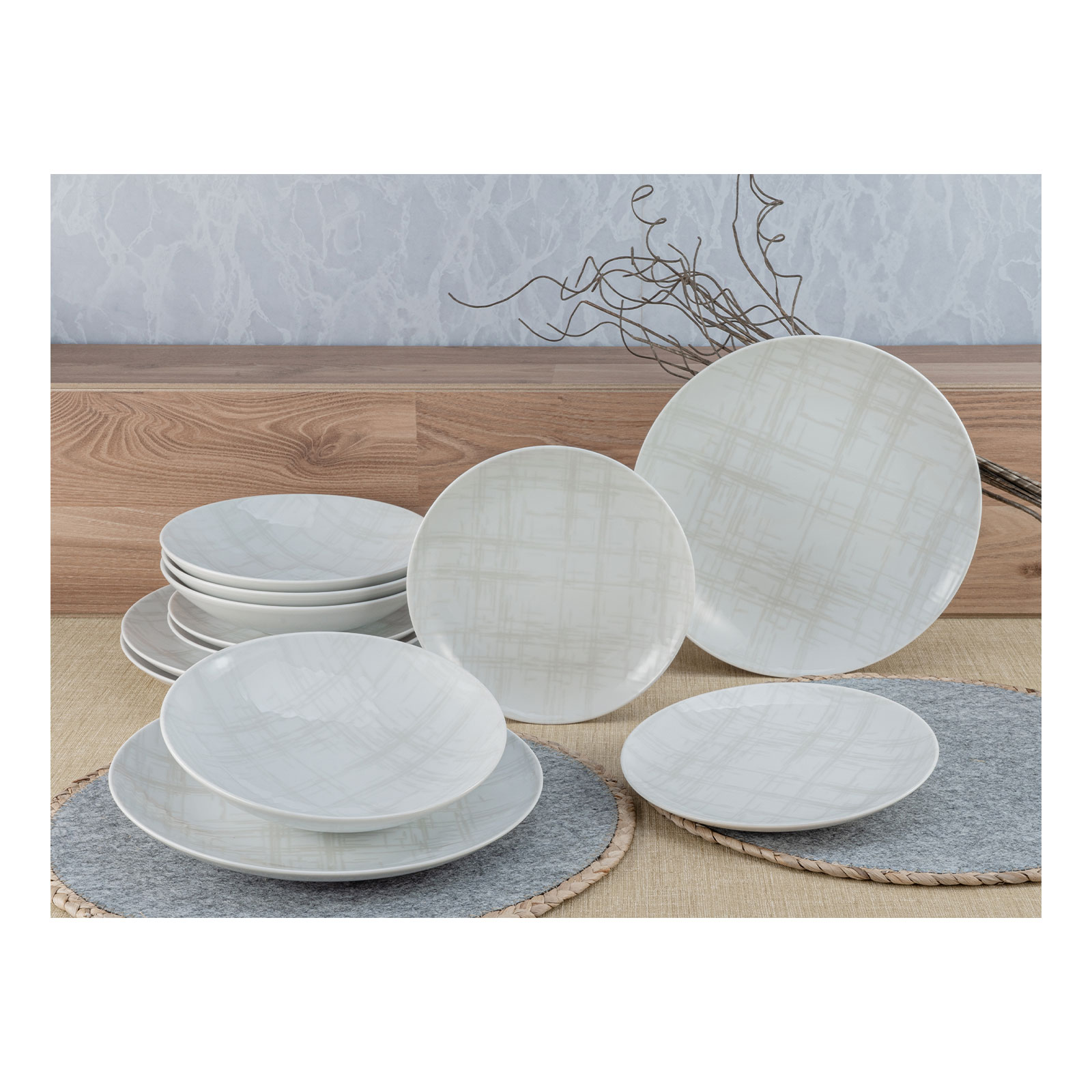 CreaTable, 25867, Serie Shabby Chic - Serie Home , Geschirrset, Teller Set 12 teilig