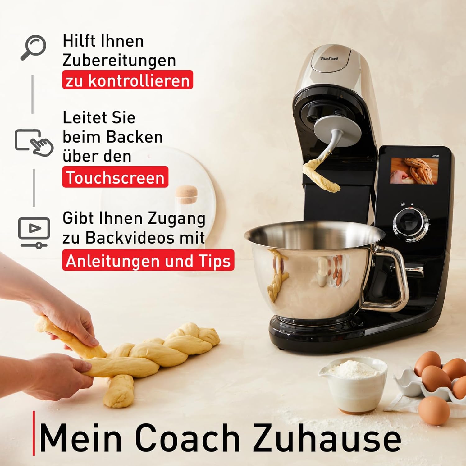 Tefal QB950D iCOACH Küchenmaschine TOUCH WIFI Küchengerät 5,5 Liter Schüssel
