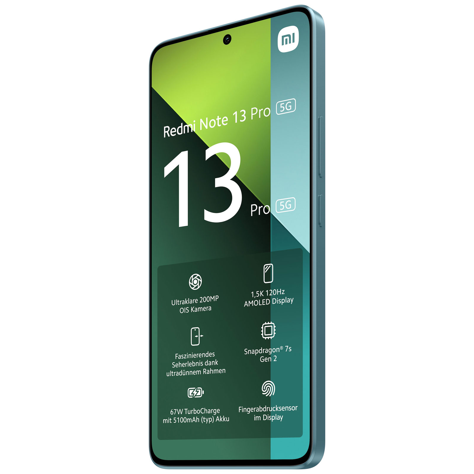 Xiaomi Redmi Note 13 Pro 5G 8GB + 256GB Ocean Teal Smartphone (6,67 Zoll, 200 MP, Triple-Kamera, 5.100-mAh, Octa-Core, Fingerabdrucksensor, Gesichtserkennung)