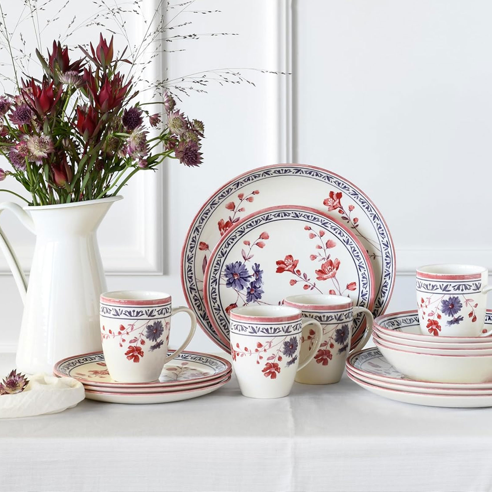 CreaTable, 24017, Serie Cottage, 16-teiliges Geschirrset, Kombiservice aus Steingut, spülmaschinen- und mikrowellengeeignet, Qualitätsproduktion