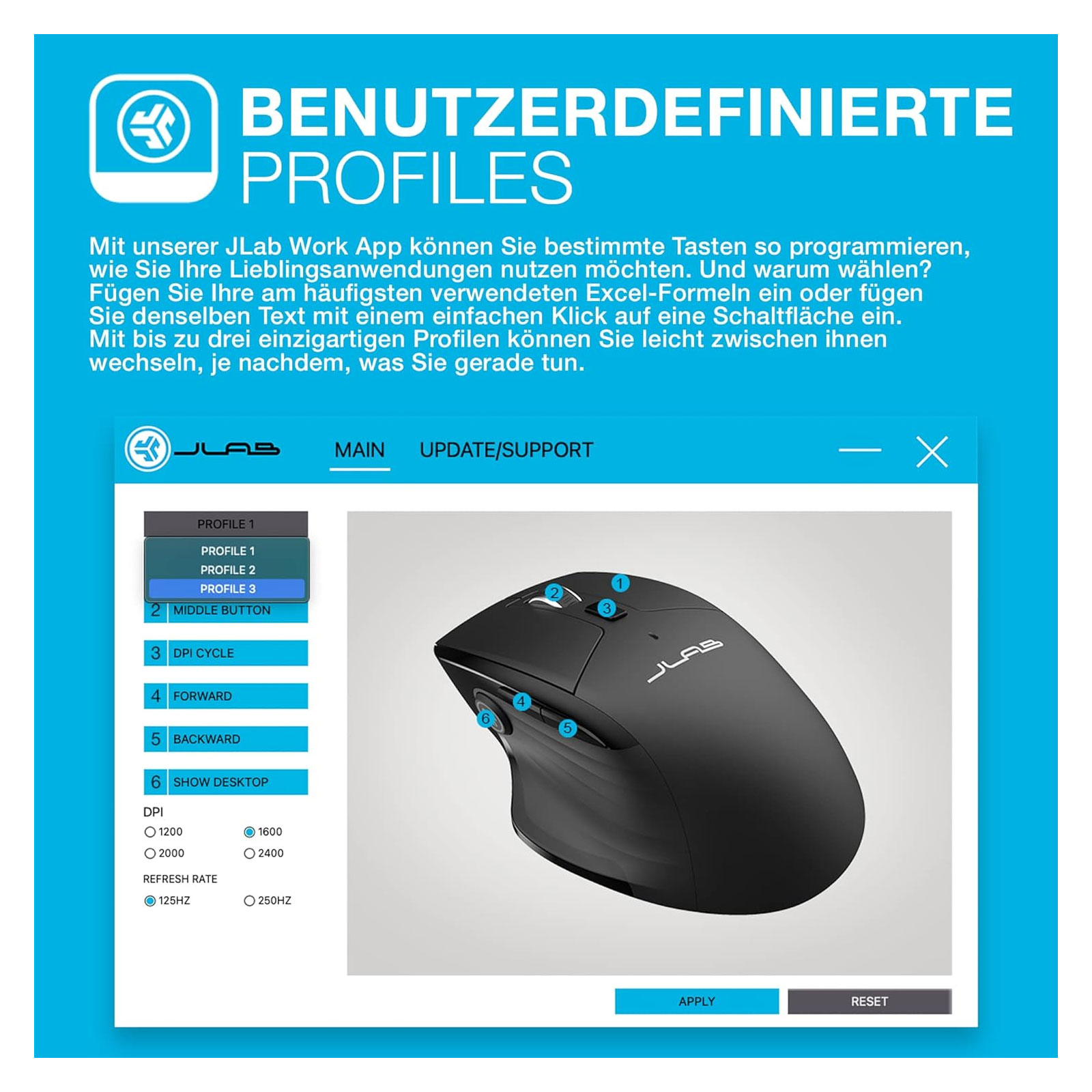 JLab JBuds Mouse Schwarz Funkmaus Bluetooth und 2,4 GHZ Dongle Ergonomisch