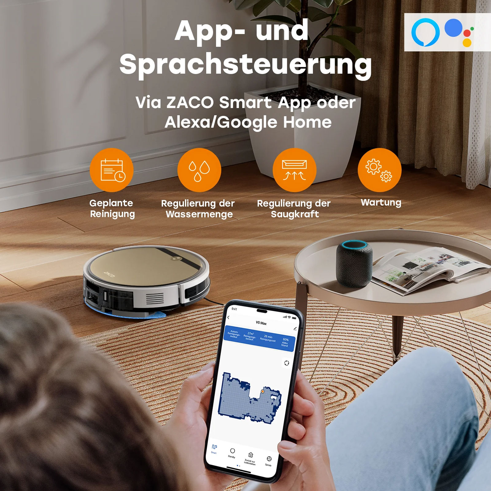 ZACO V5 Max Saugroboter mit Wischfunktion