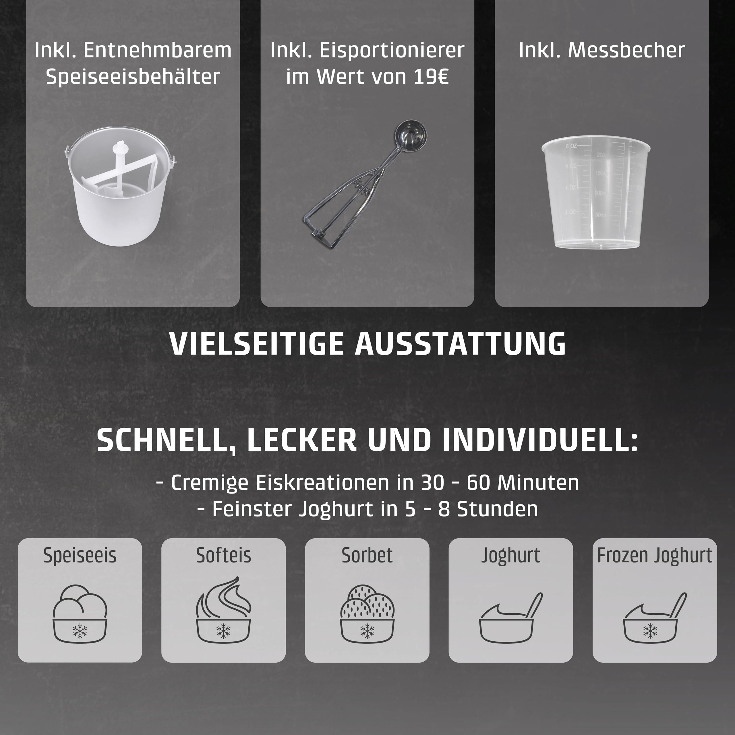 CASO Ice Creamer - 2 in 1 Design Eismaschine und Joghurtmaschine